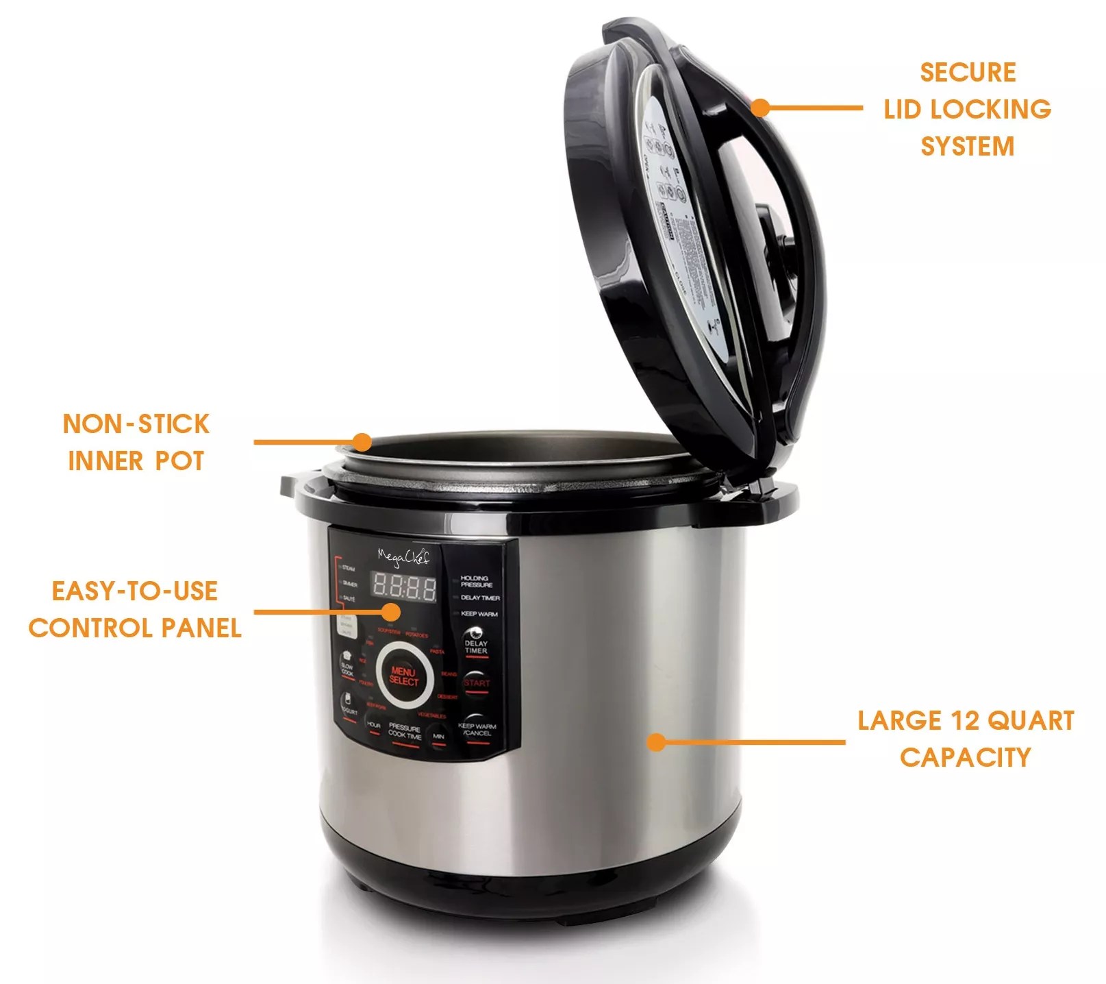 MegaChef 12Quart Steel Digital Pressure Cooker