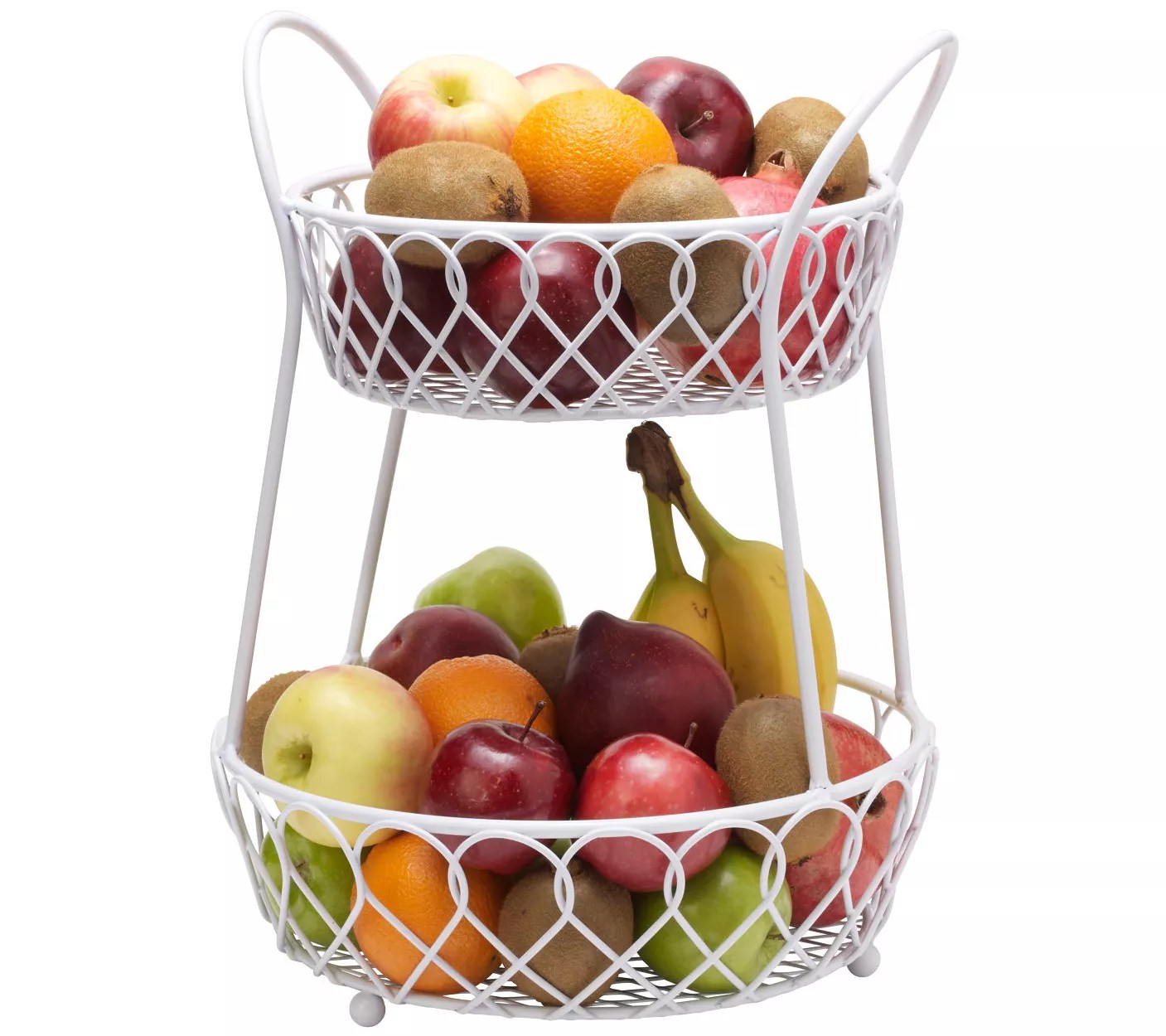 Gourmet Basics by Mikasa 2Tier White Loop & Lattice Basket
