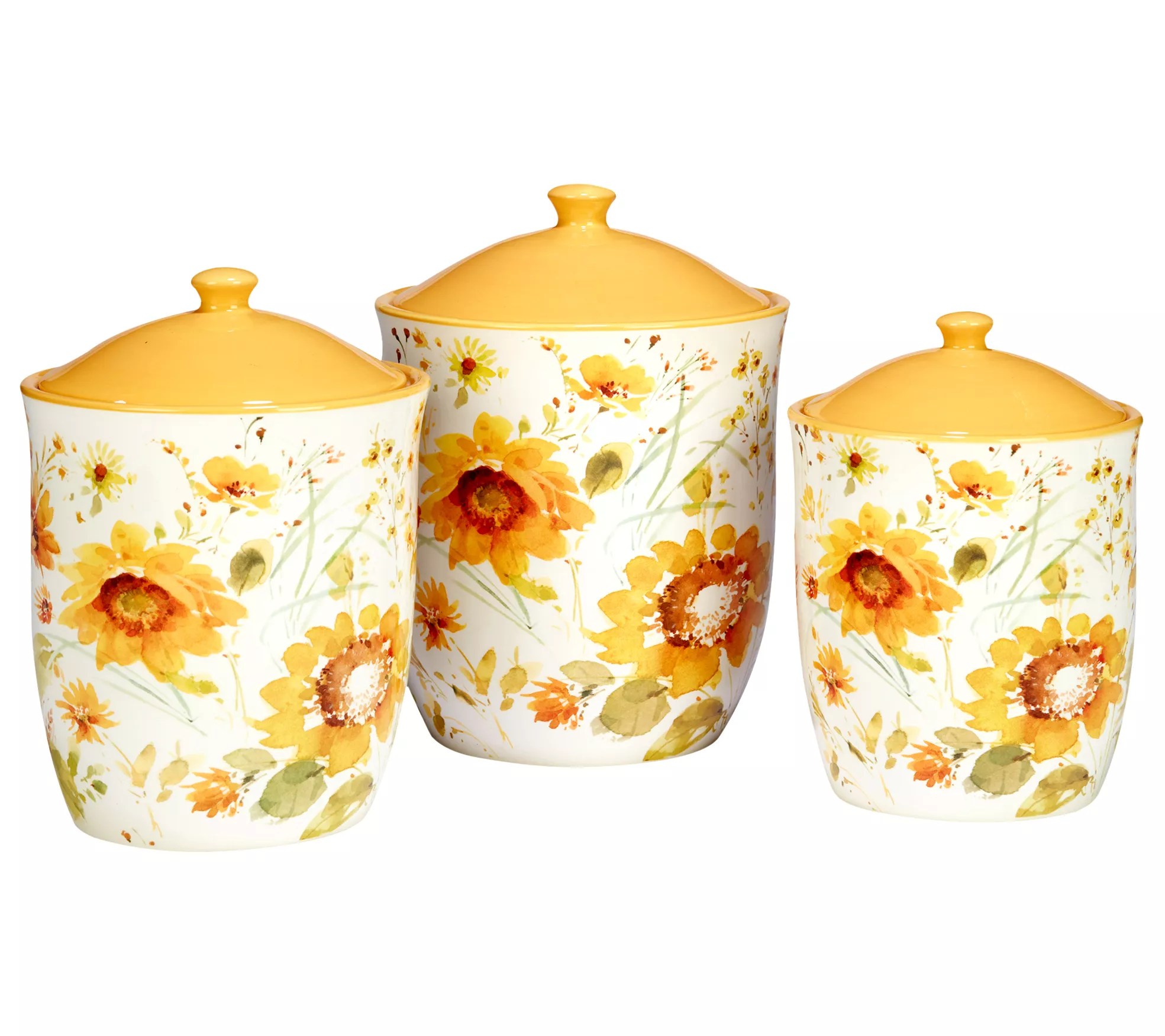 Certified International Sunflowers Forever 3Pc Canister Set