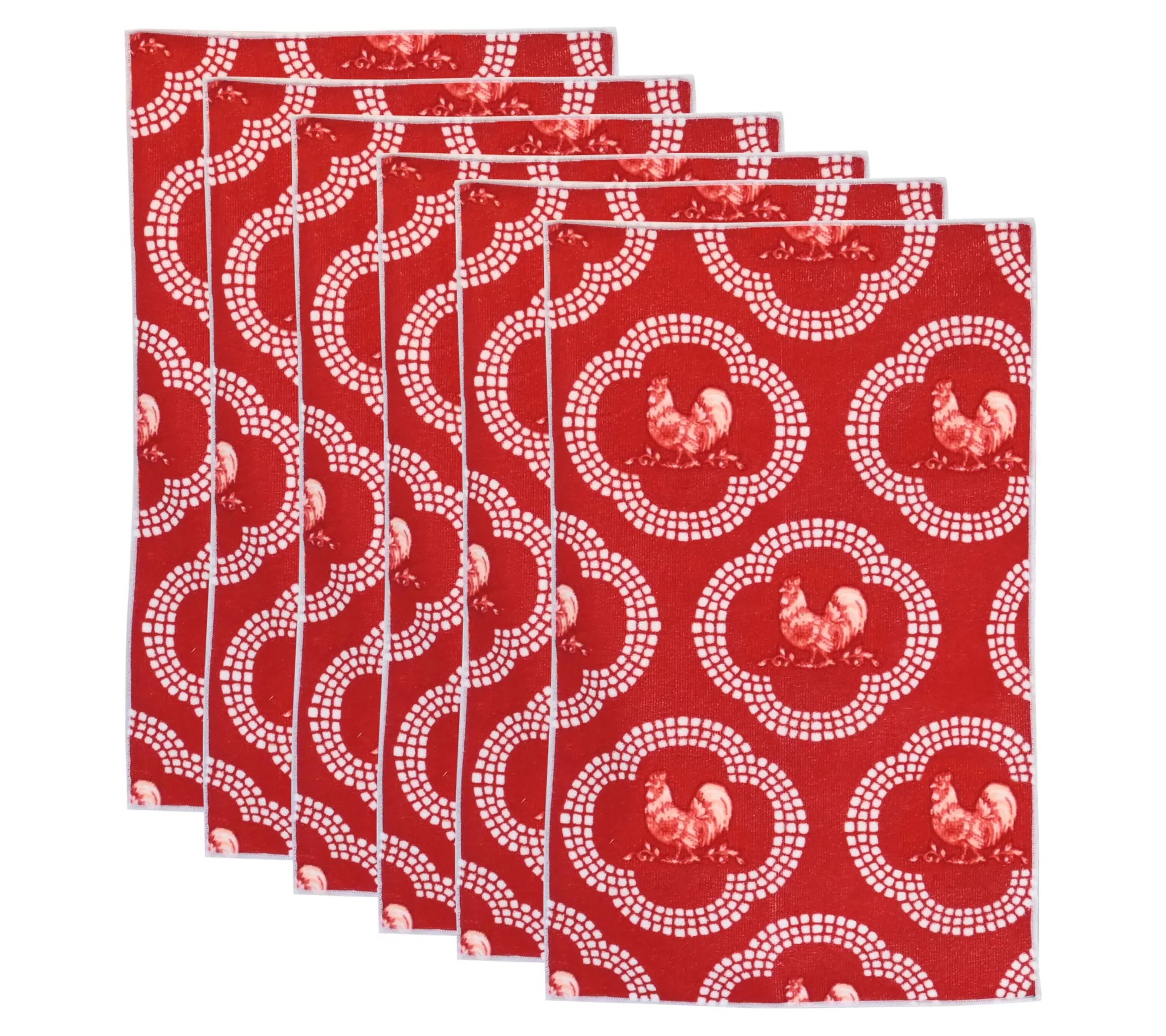 Temptations Doodle Doo S/6 15"x25" Microfiber Towels