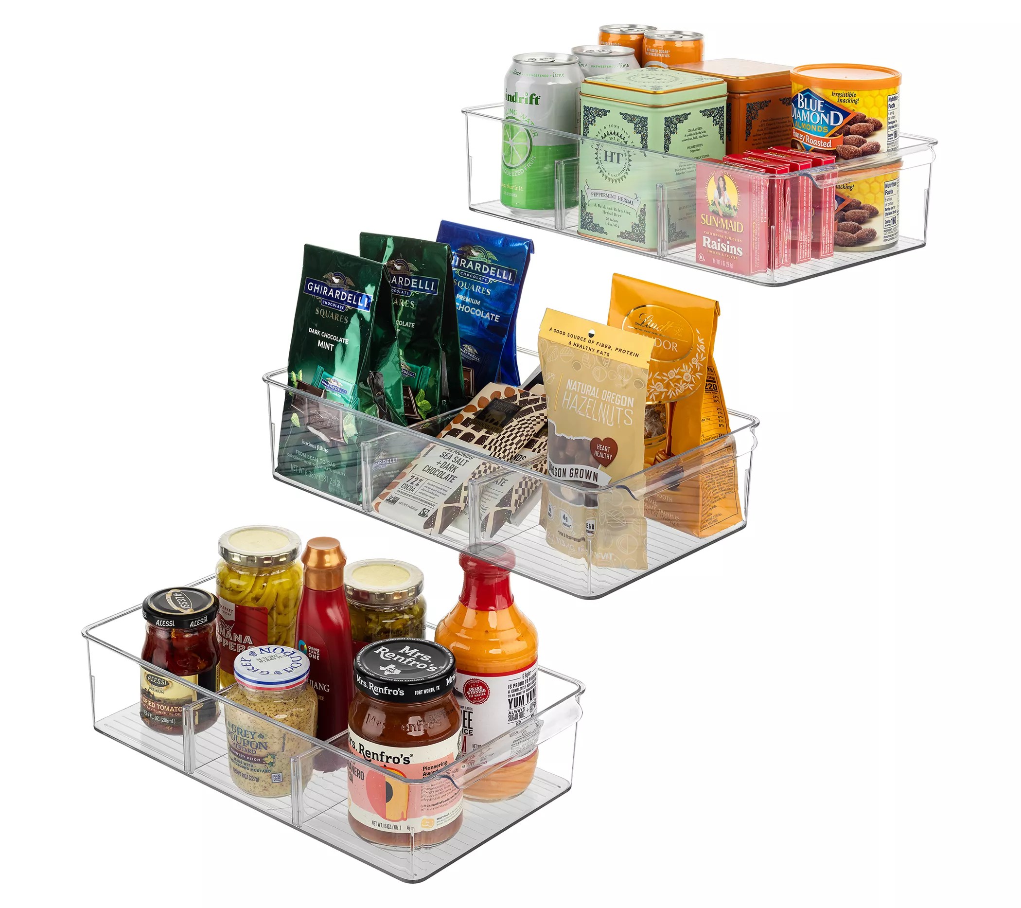 Sorbus Set of 3 Storage Bins with Removable Com partments