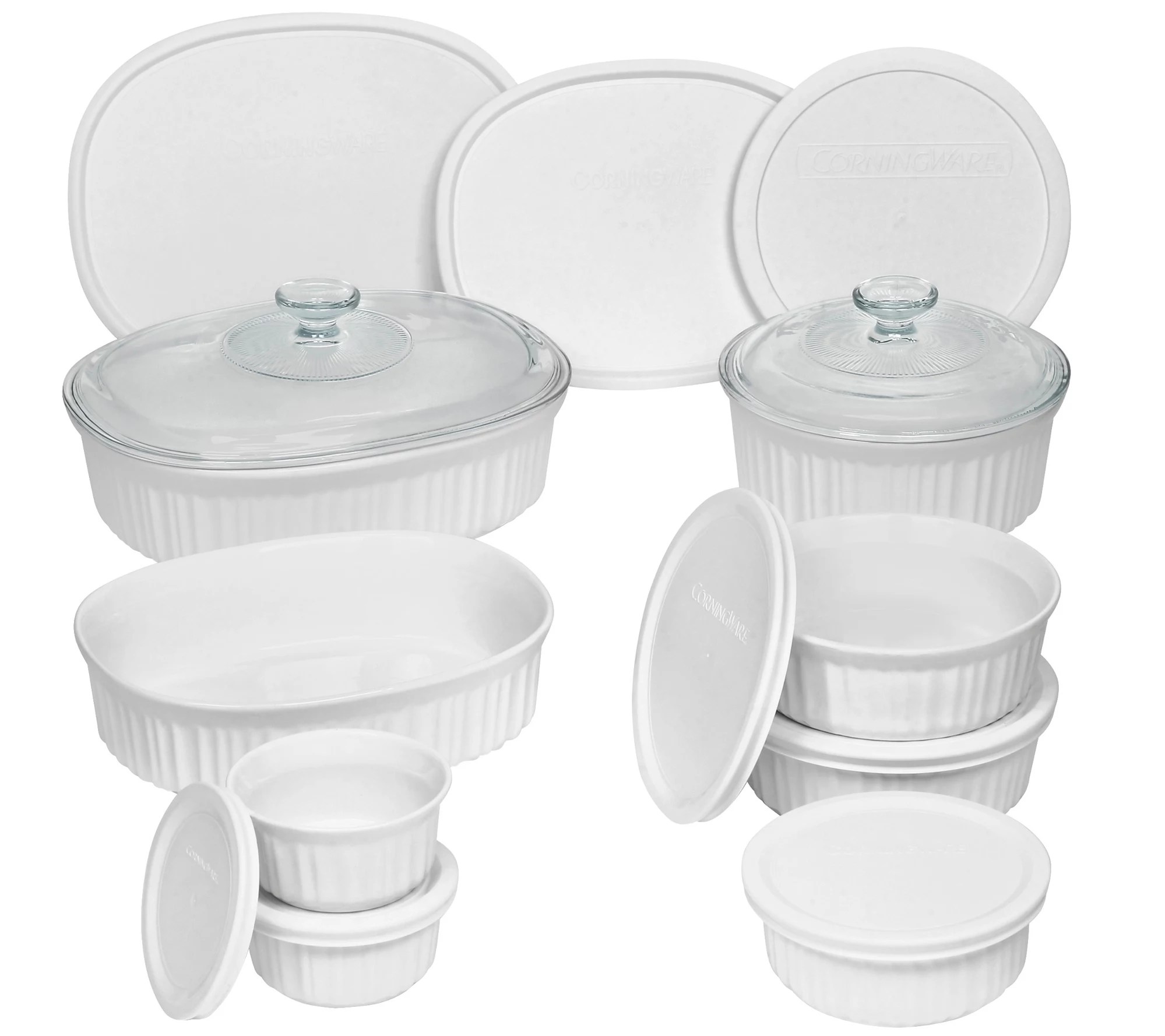 CorningWare French White Oval and Round Bakeware 18Piece Set