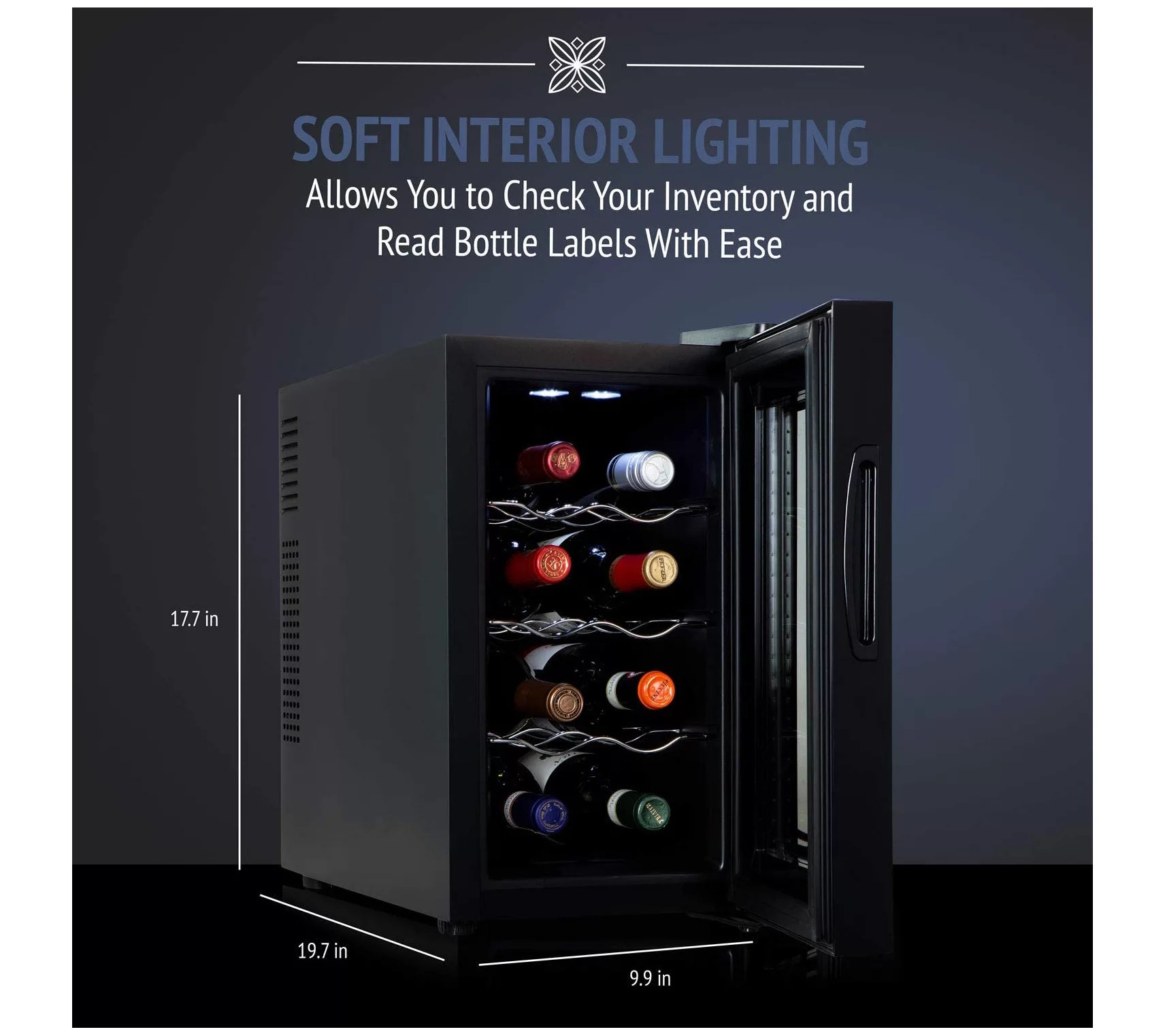 Ivation 8Bottle Thermoelectric Black Wine Cool er
