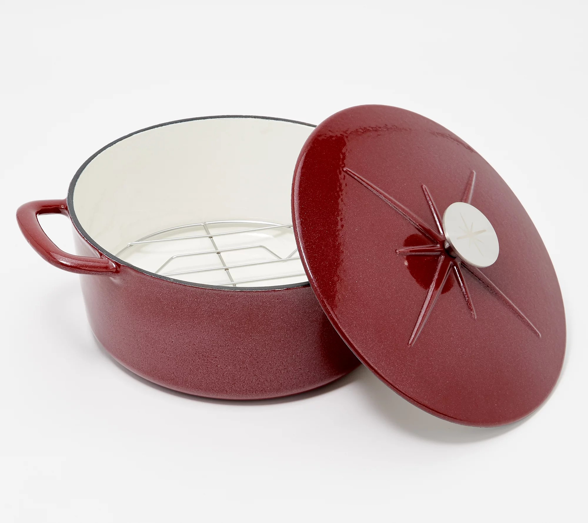 (QVC) Cook's Essentials Sparkle Enamel CastIron 5qt Dutch w/ Rack