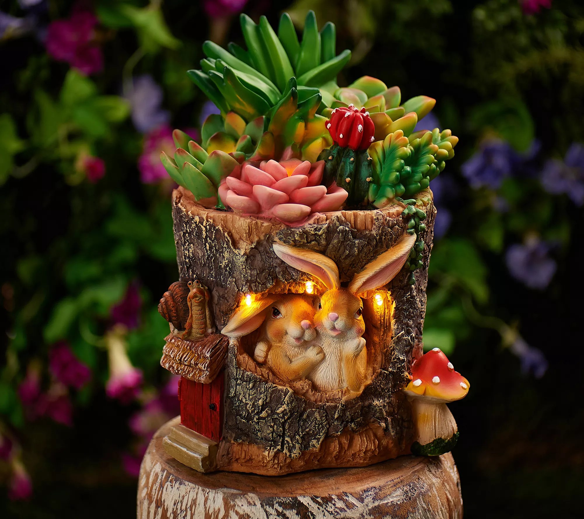 Compass Home Resin Garden Tree Stump with Animals
