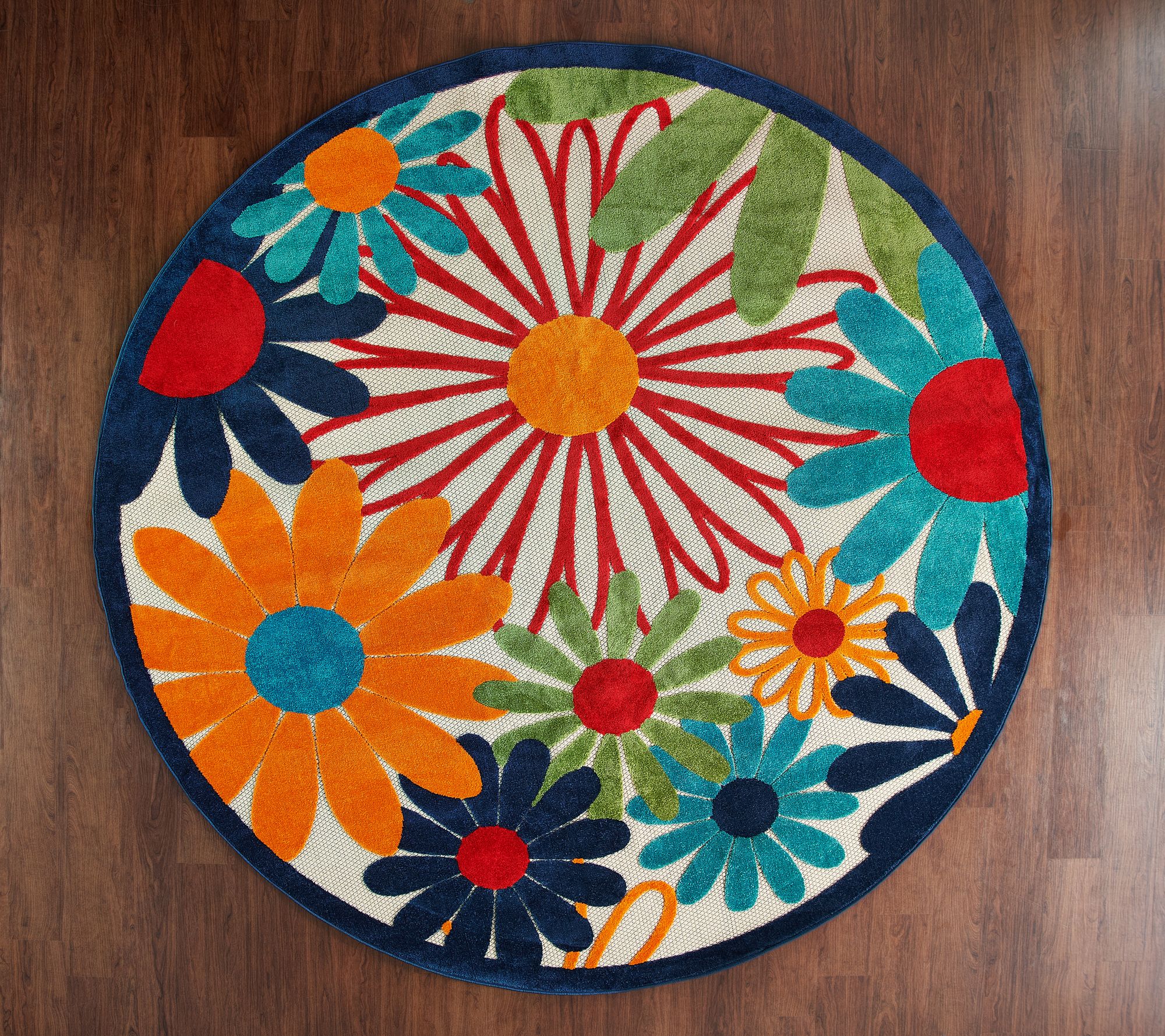 Nourison 7'10" Round Daisy Bouquet Indoor/Outdoor HighLow Rug