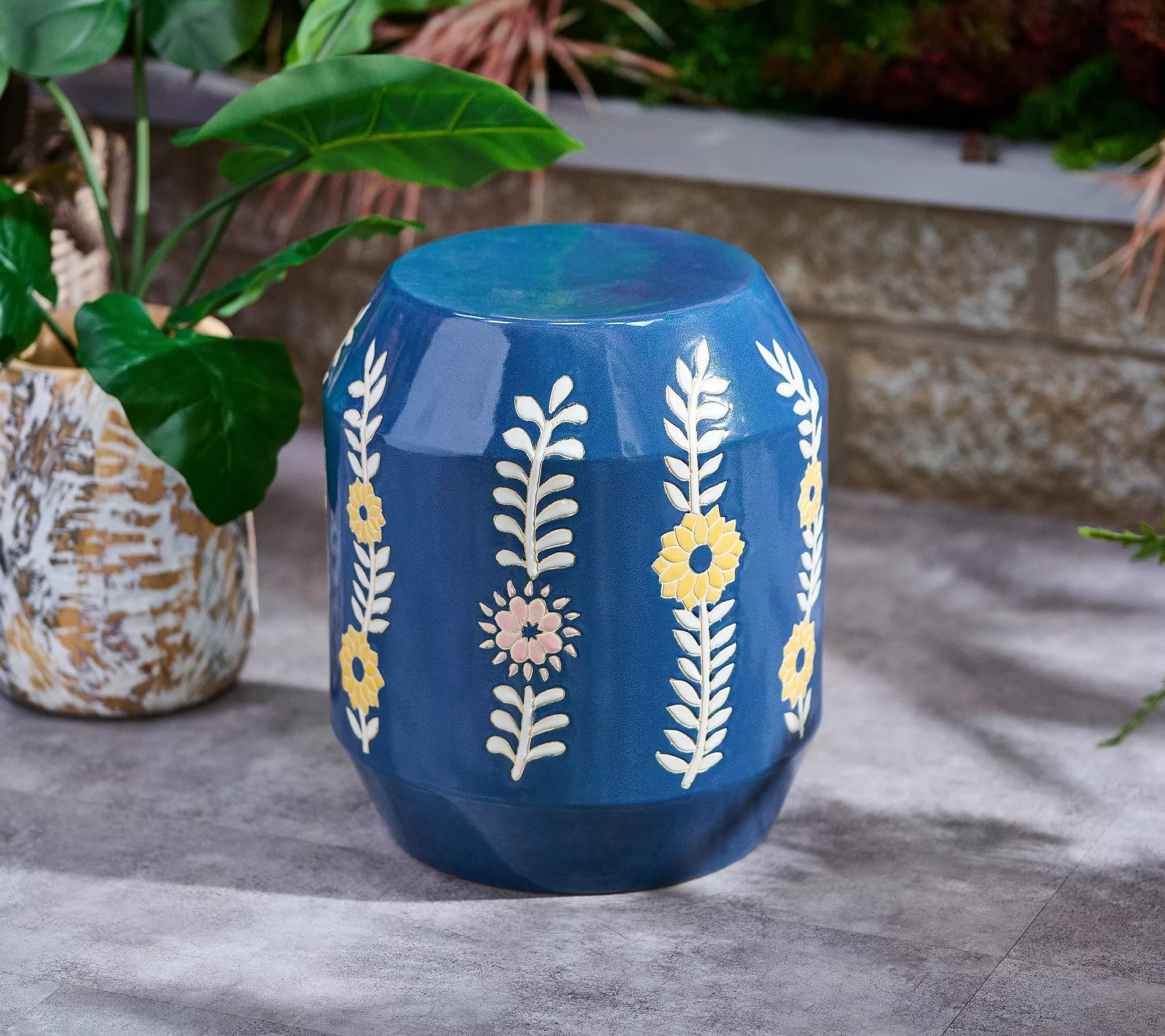 Garden Reflections 18" Tall Floral Garden Stool