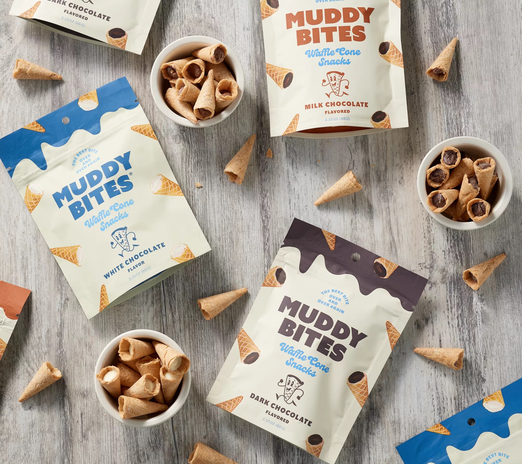 Muddy Bites 6 Bags of Waffle Cone Snacks in a Variety Pack