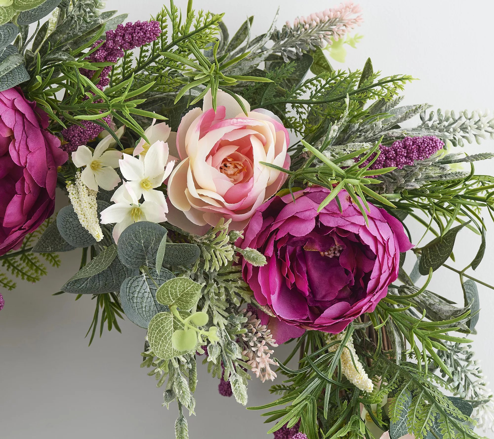 Wicker Park Indoor/Outdoor 24" Faux Peony and Tea Blossom Wreath