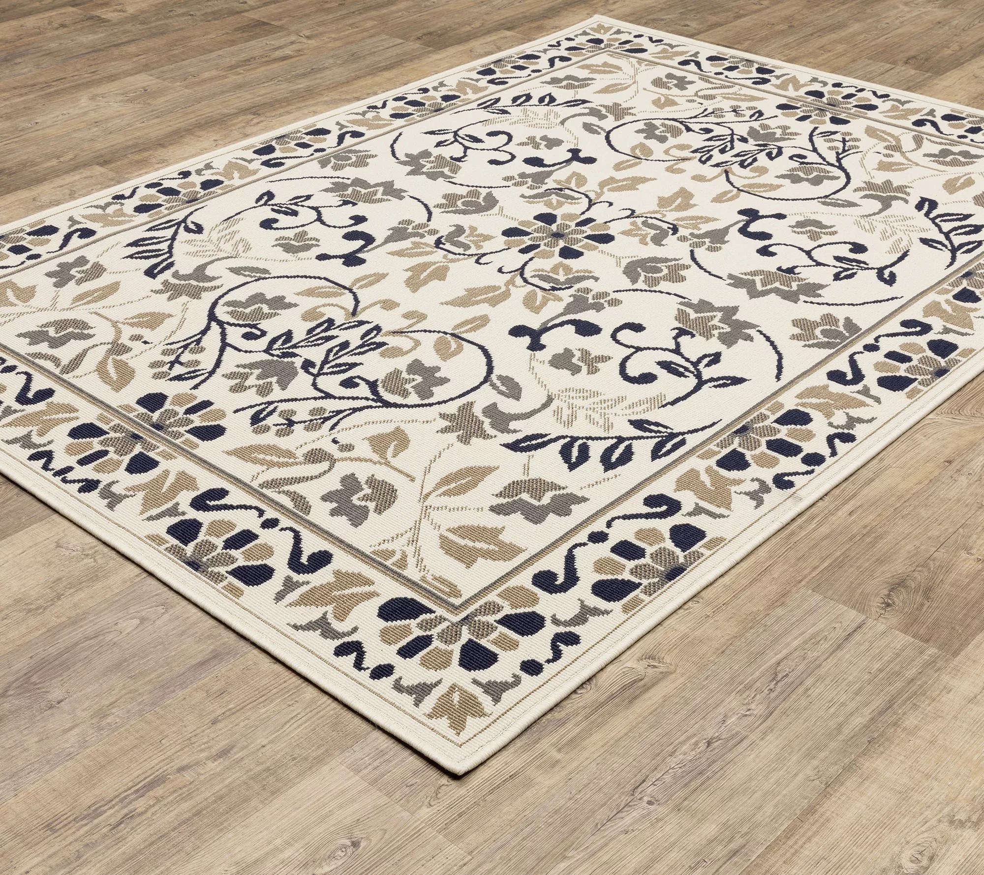 Veranda Living 77" Round Decorative Floral In/Outdoor Rug