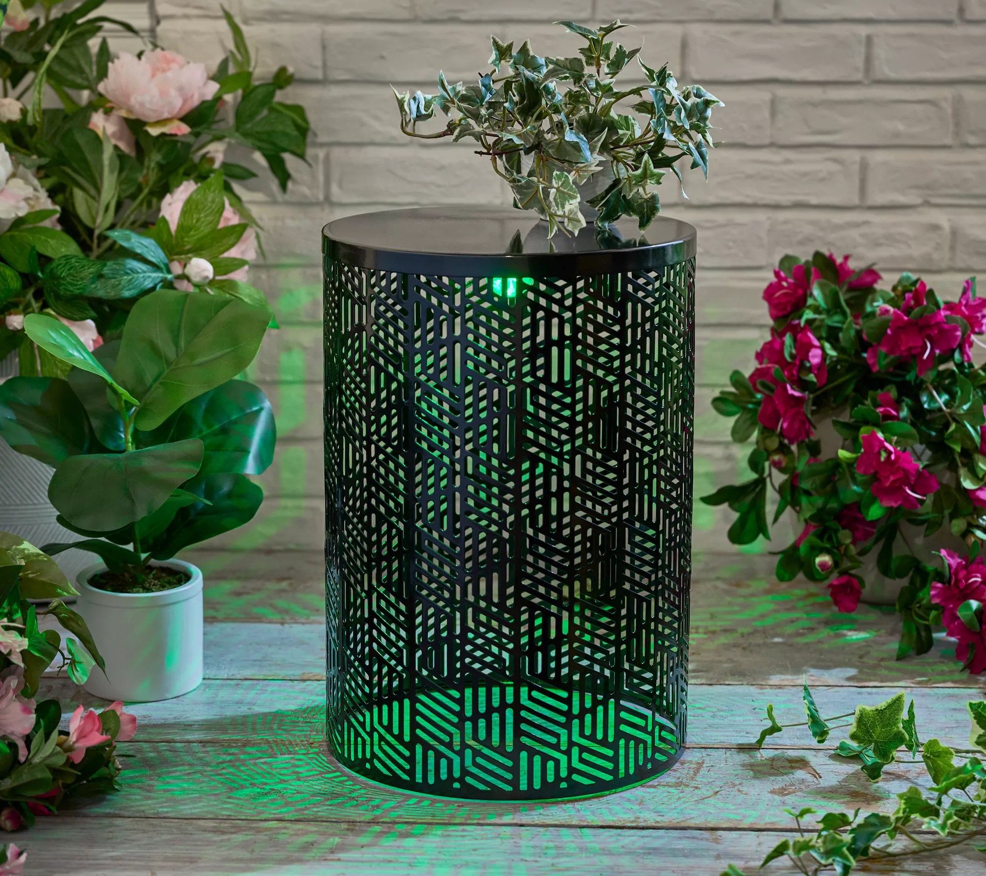 Scott Living 18" Illuminated Metal Garden Accent Stool