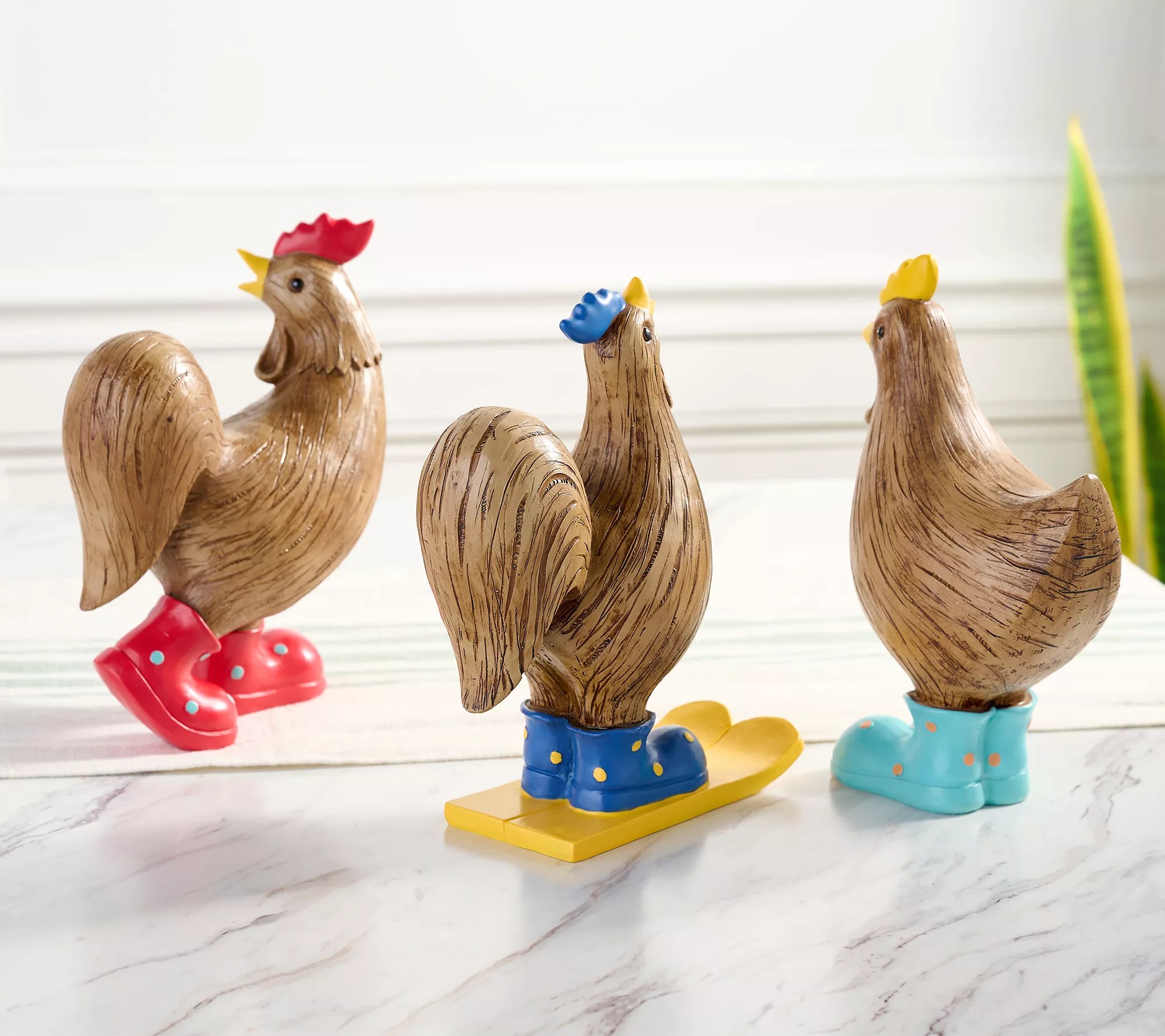 Marigold S/3 Faux Wood Garden Animal Decor with Rainboots