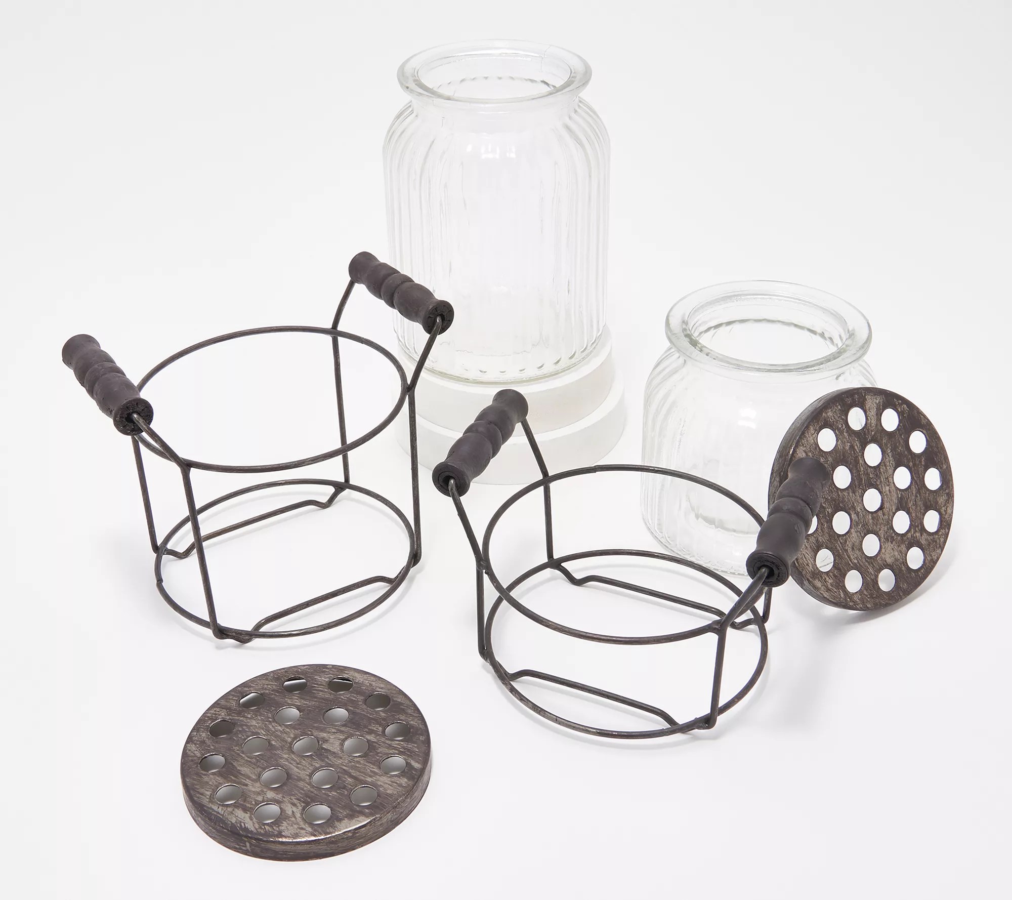 Ultimate Innovations Glass Flower Vases with Metal Frog Lids