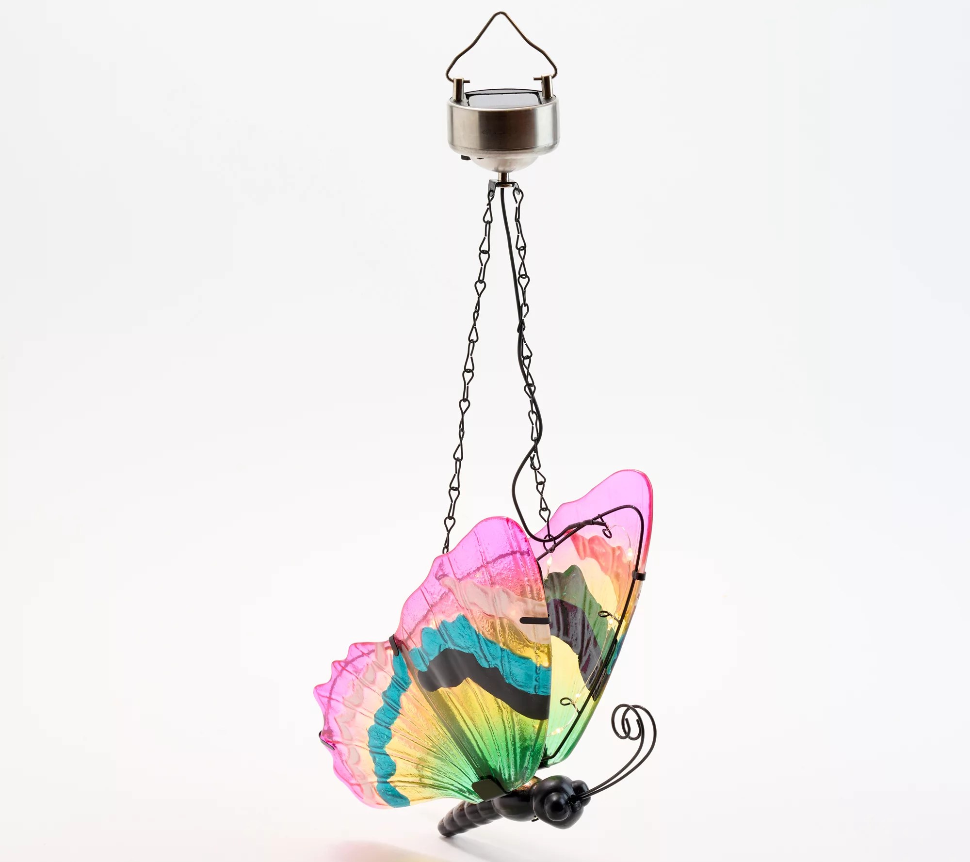 Plow & Hearth Hanging Solar Illuminated Glass Butterfly