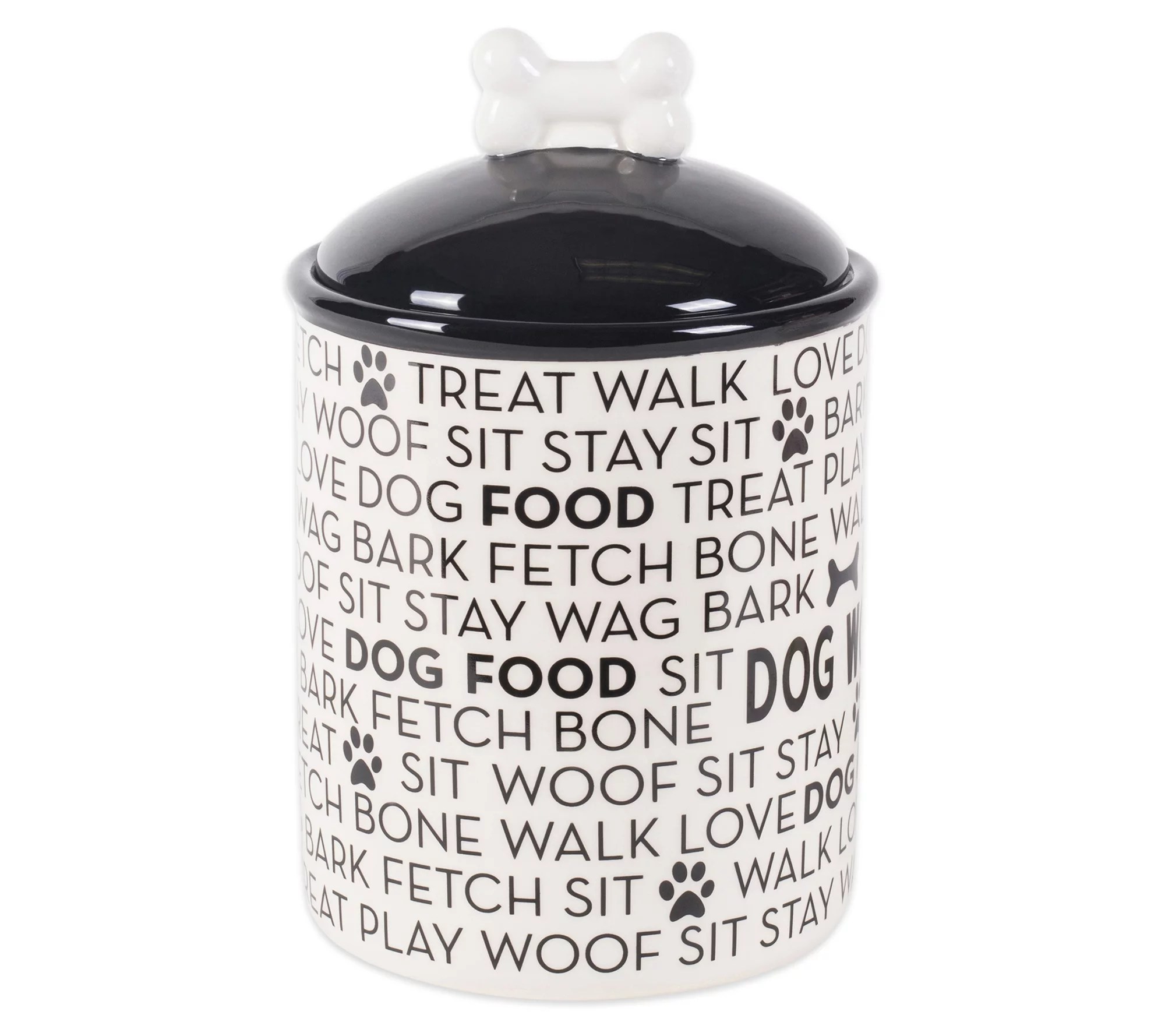 Bone Dry Medium Pet Treat Storage Canister Black Dog Text