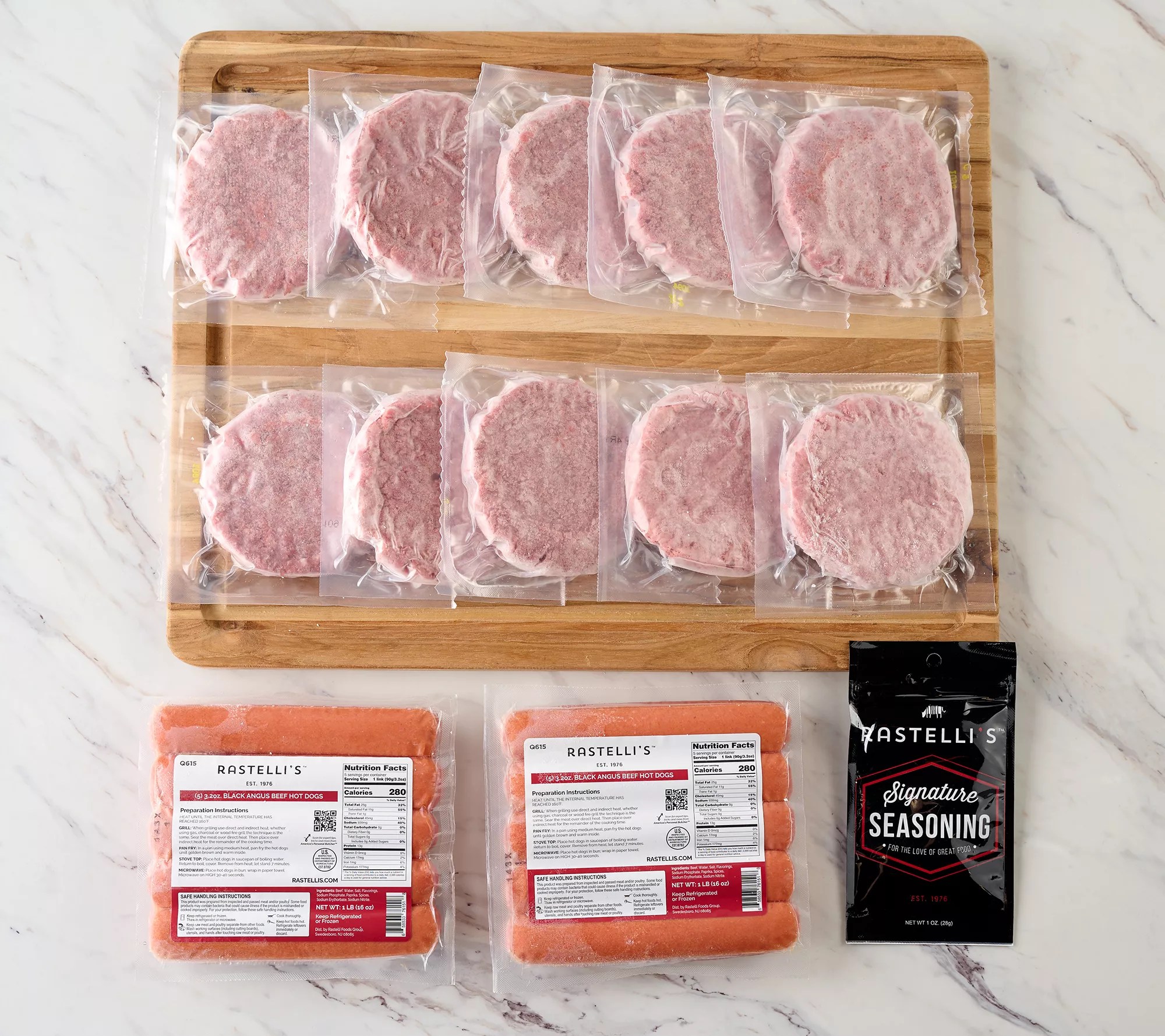 Rastelli's (10) Burgers & (10) Beef Hot Dogs AutoDelivery