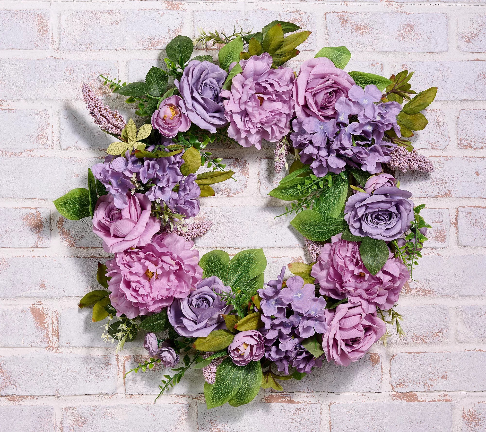 Wicker Park 24" Faux Rose and Hydrangea Wreath