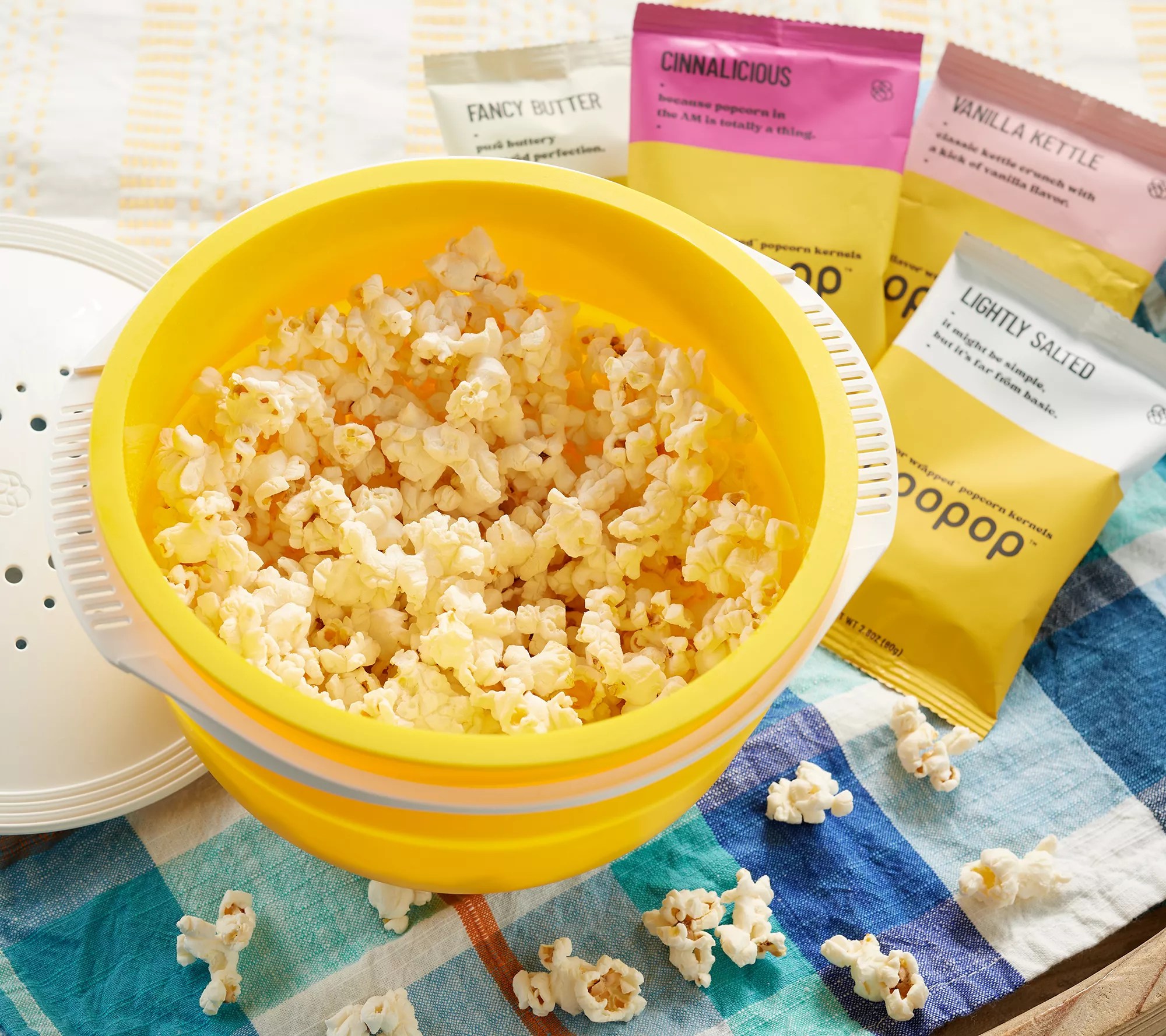 Opopop 7pc Flavor Wrapped Microwave Popcorn Variety Pack w/ Popper