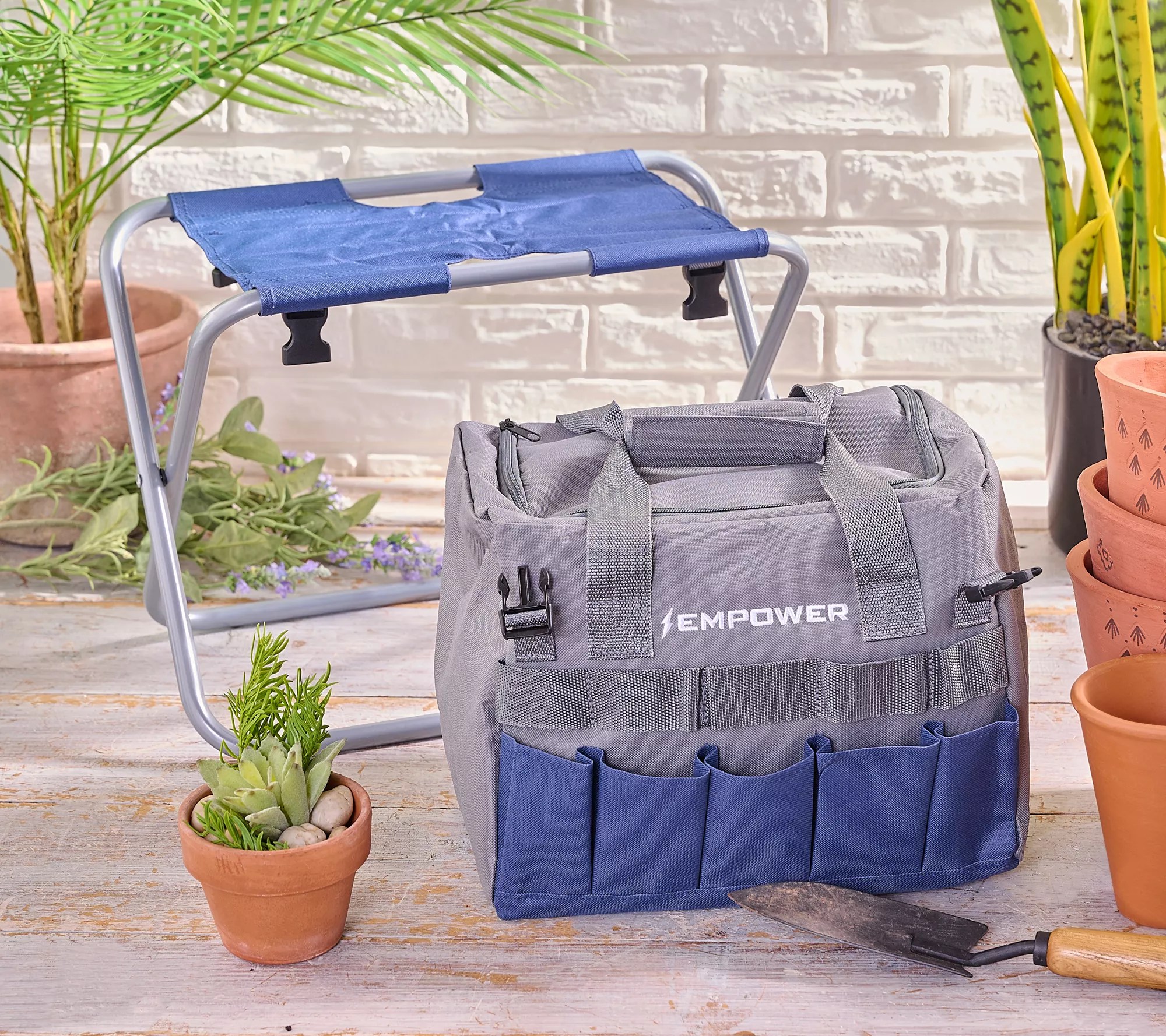 EMPOWER Folding Garden Stool with Removable Tote Bag
