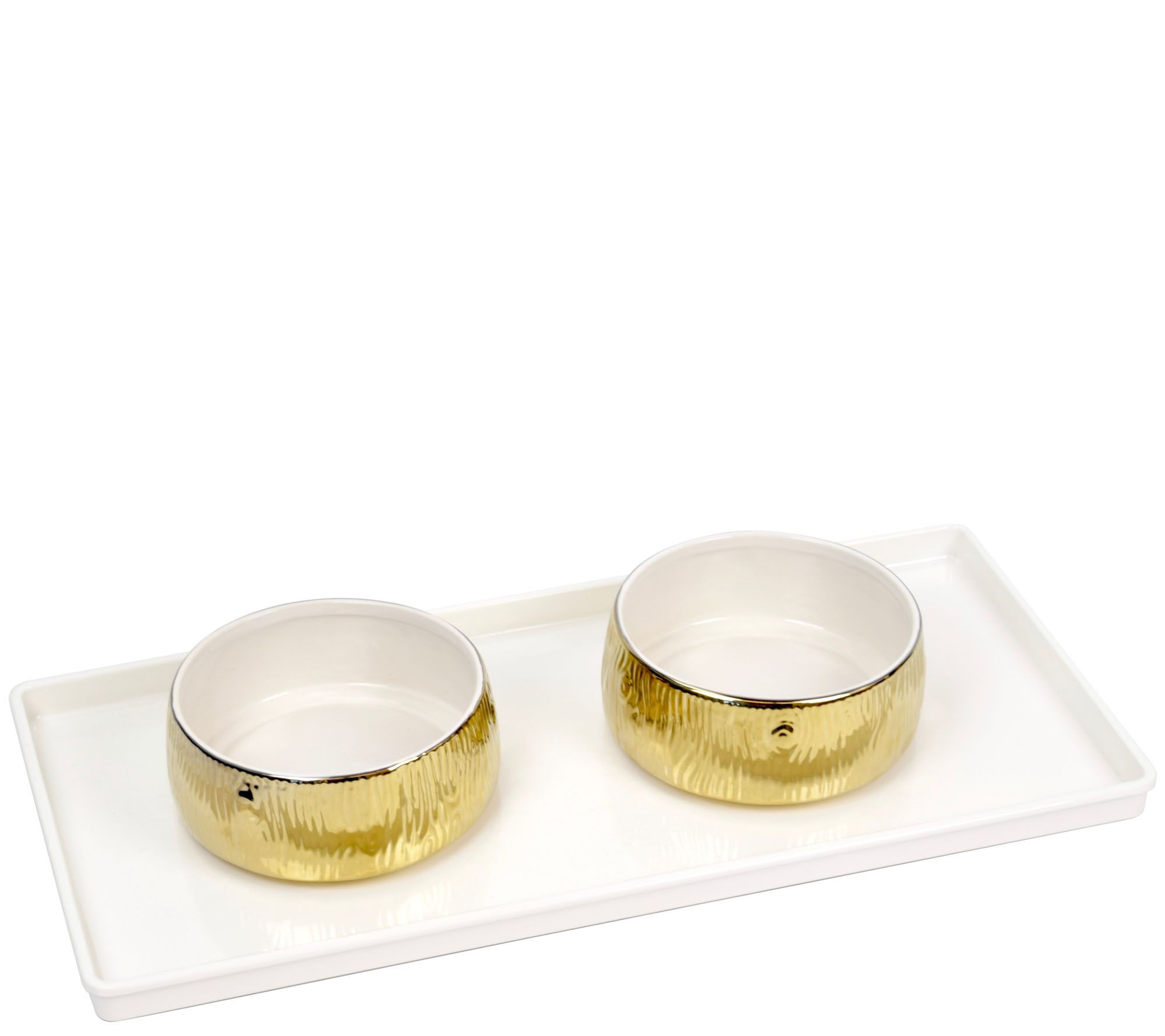 Martha Stewart Set of 2 35oz Faux Bois Ceramic Pet Bowls