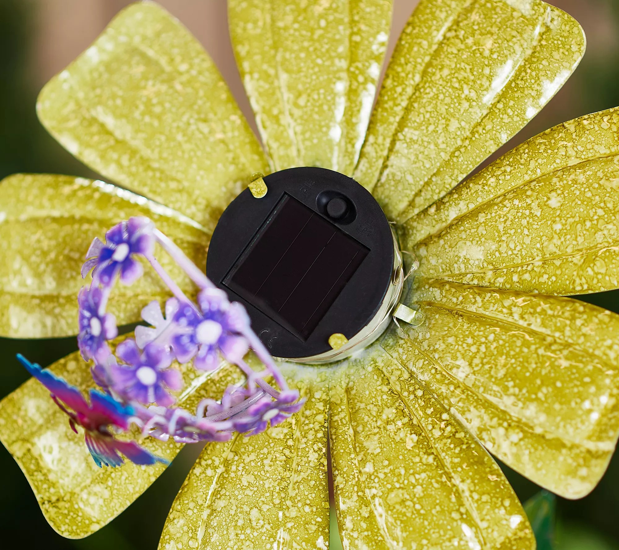 "As Is" Marigold 38.5" Solar Powered Metal Flower Garden Stake