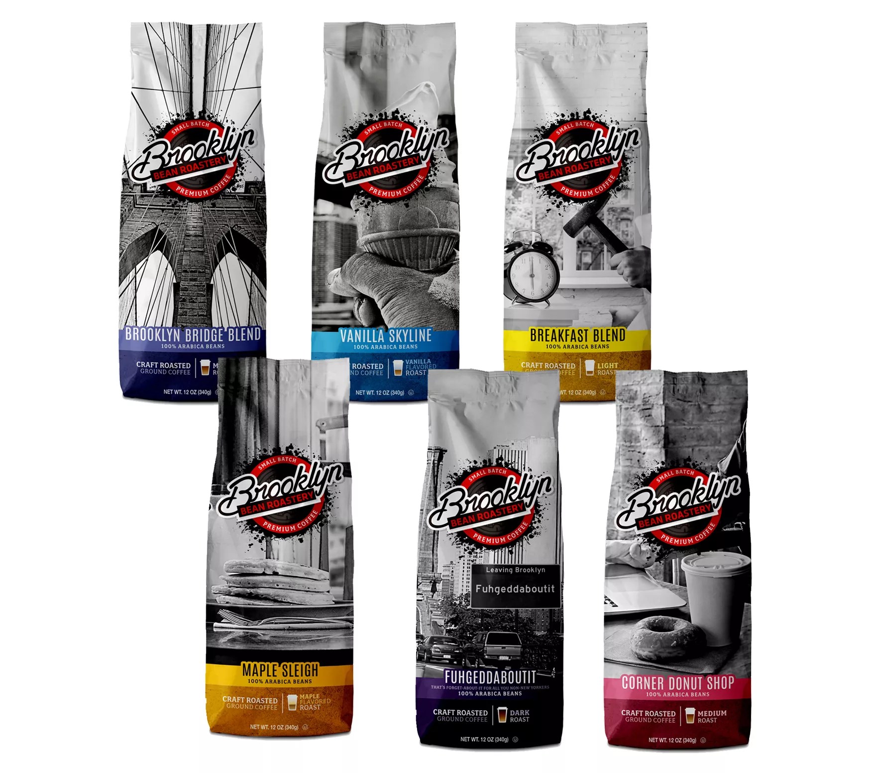 Brooklyn Bean Roastery Set of 6 Ground Coffee Variety Bags