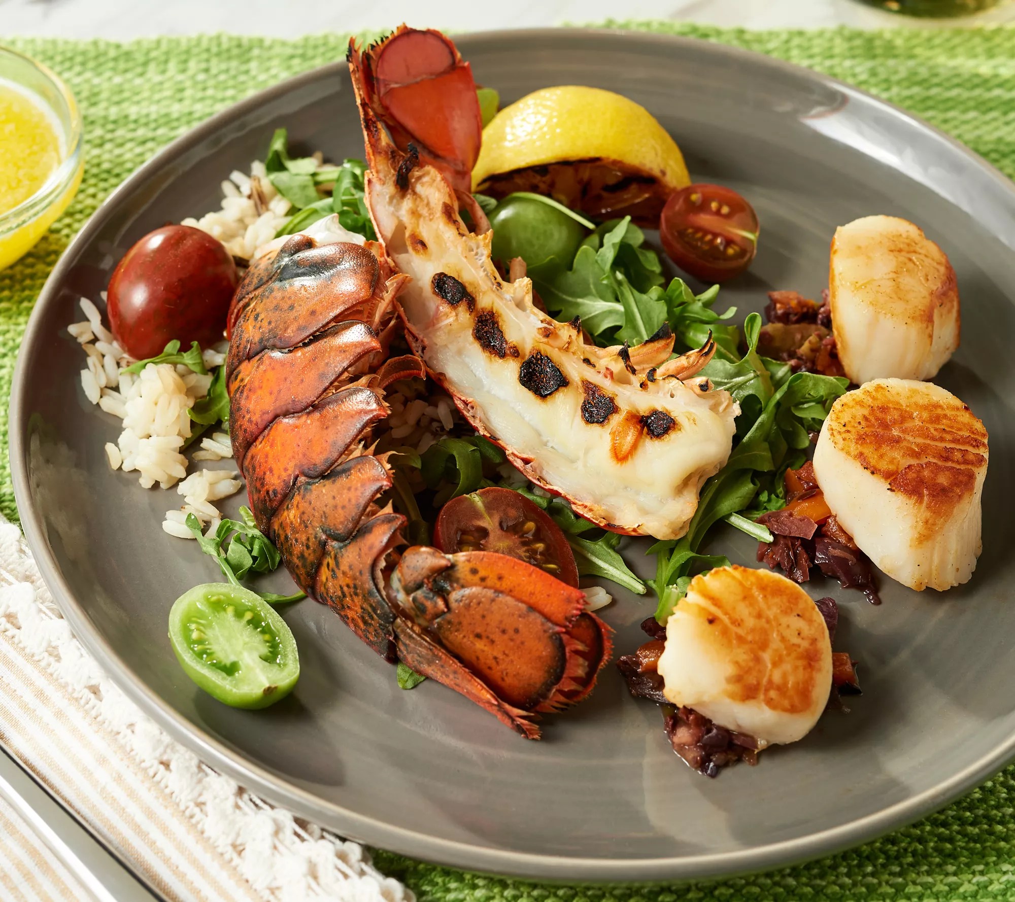 Greenhead (12) 45oz Split Lobster Tails 2lb Scallops AutoDelivery