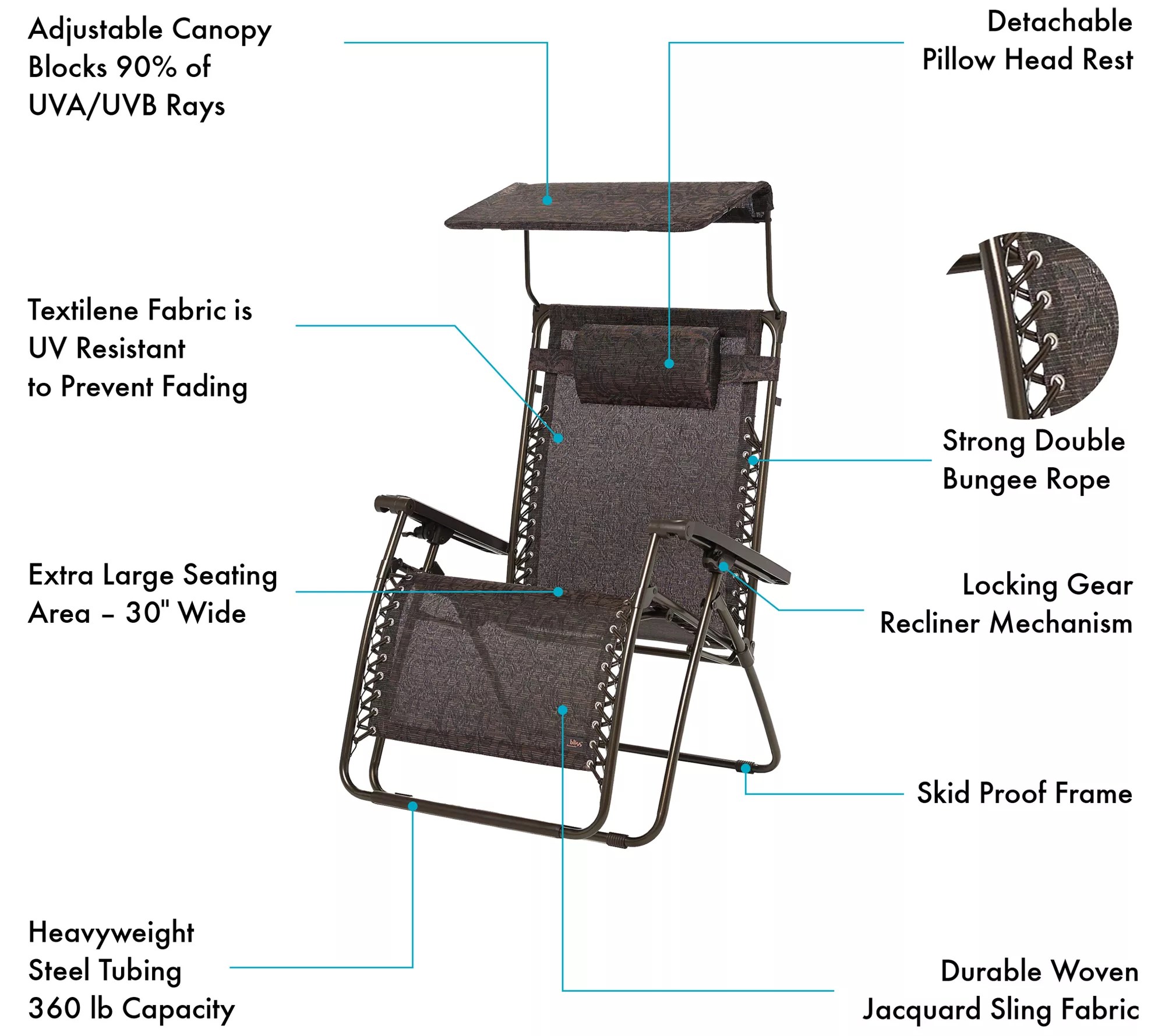 Bliss Hammocks Deluxe XL 30" Gravity Free Chair Recliner Chair