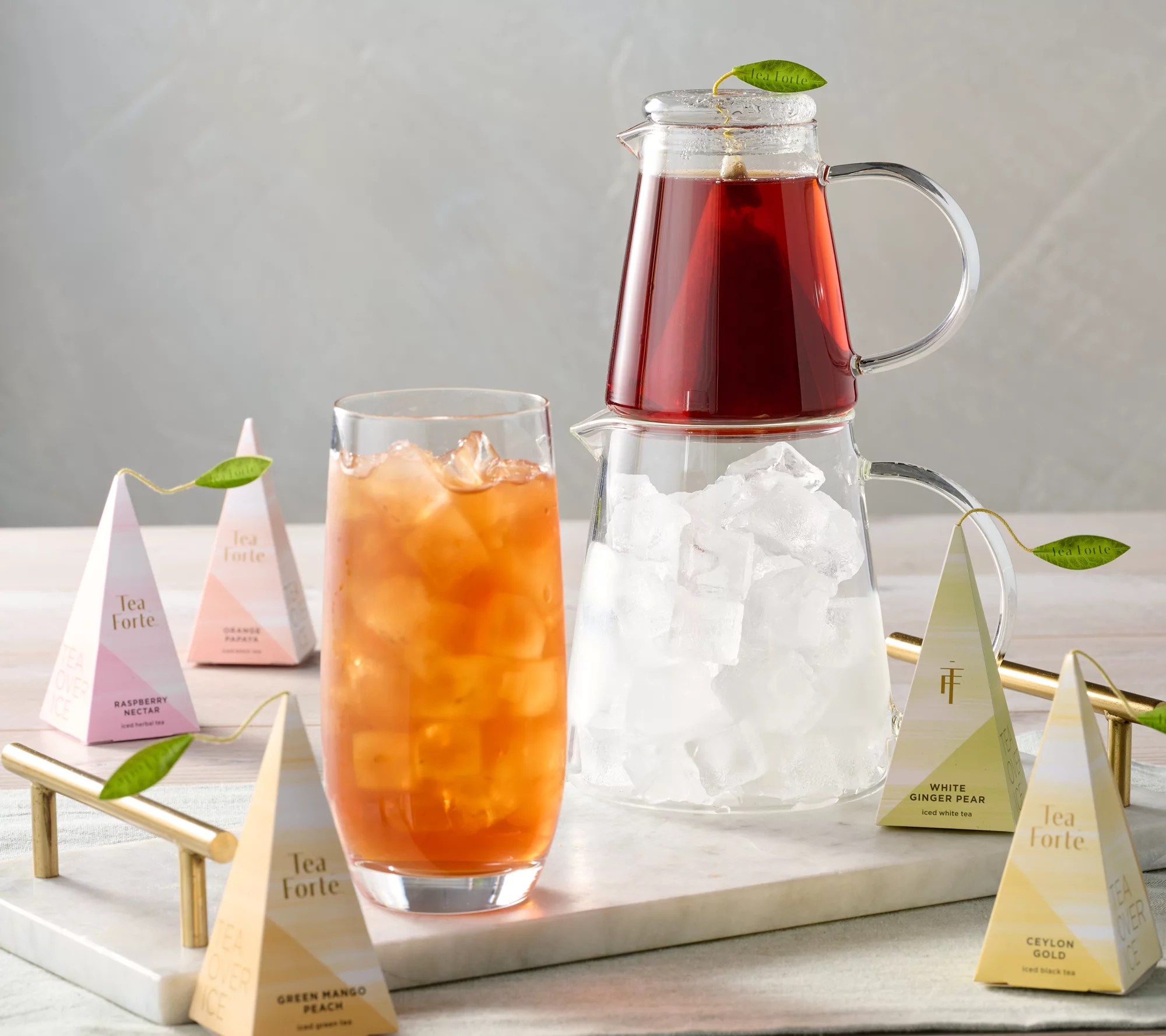 Tea Forte Tea Over Ice Pitcher Set w/ 5Piece Tea Sampler