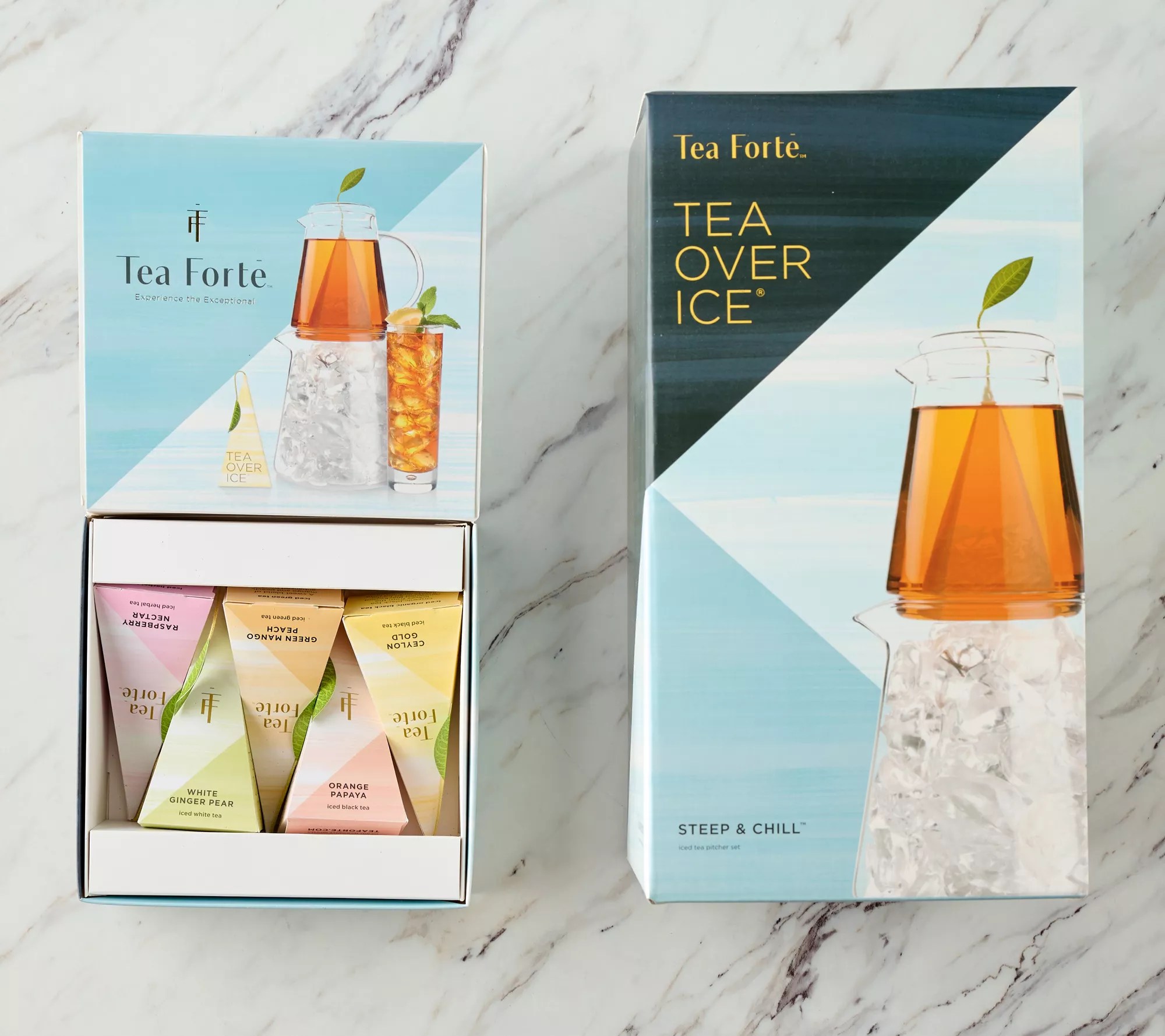 Tea Forte Tea Over Ice Pitcher Set w/ 5Piece Tea Sampler