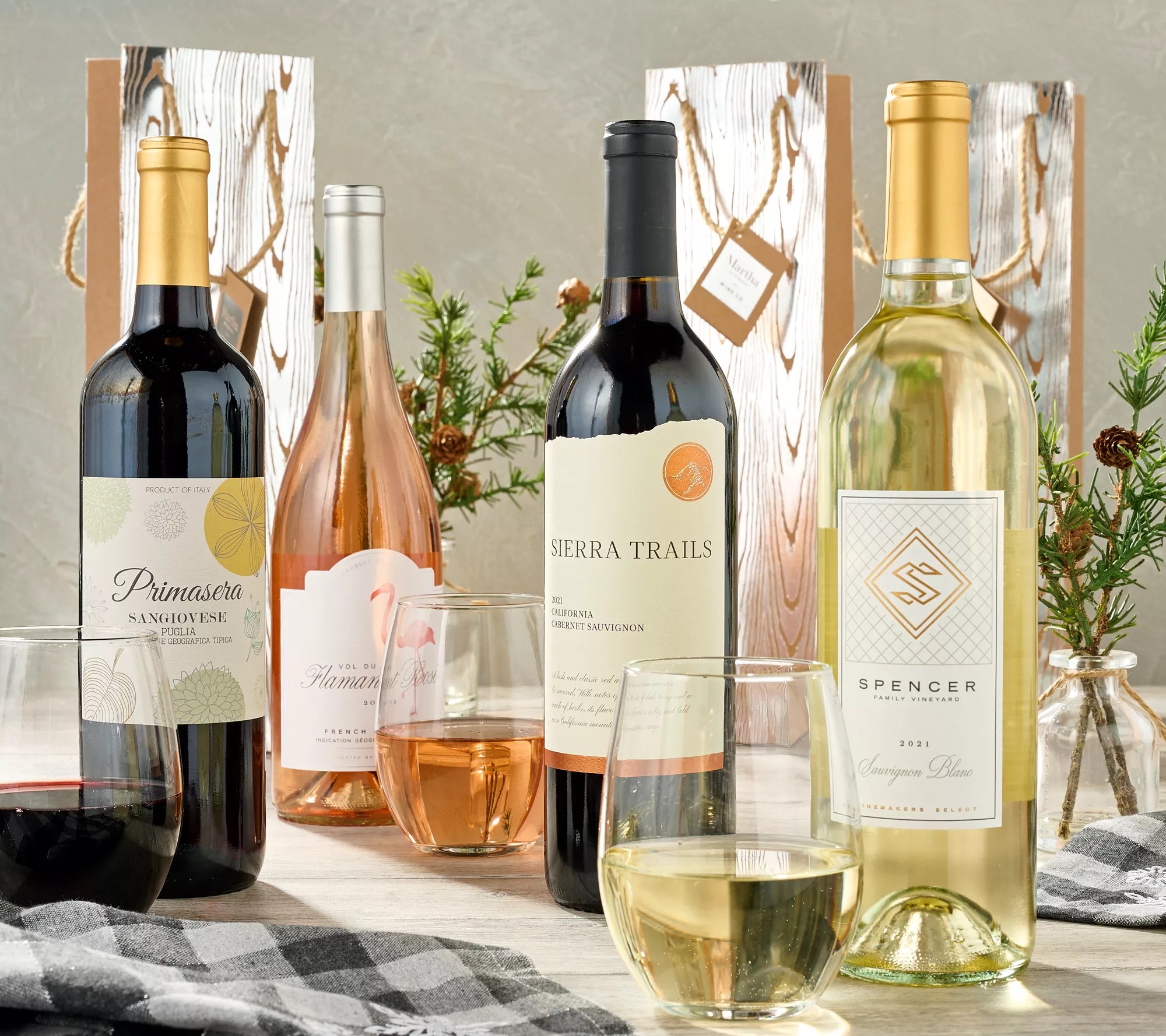 Martha Stewart 12btl Holiday Wine Collection w/ Gift Bags