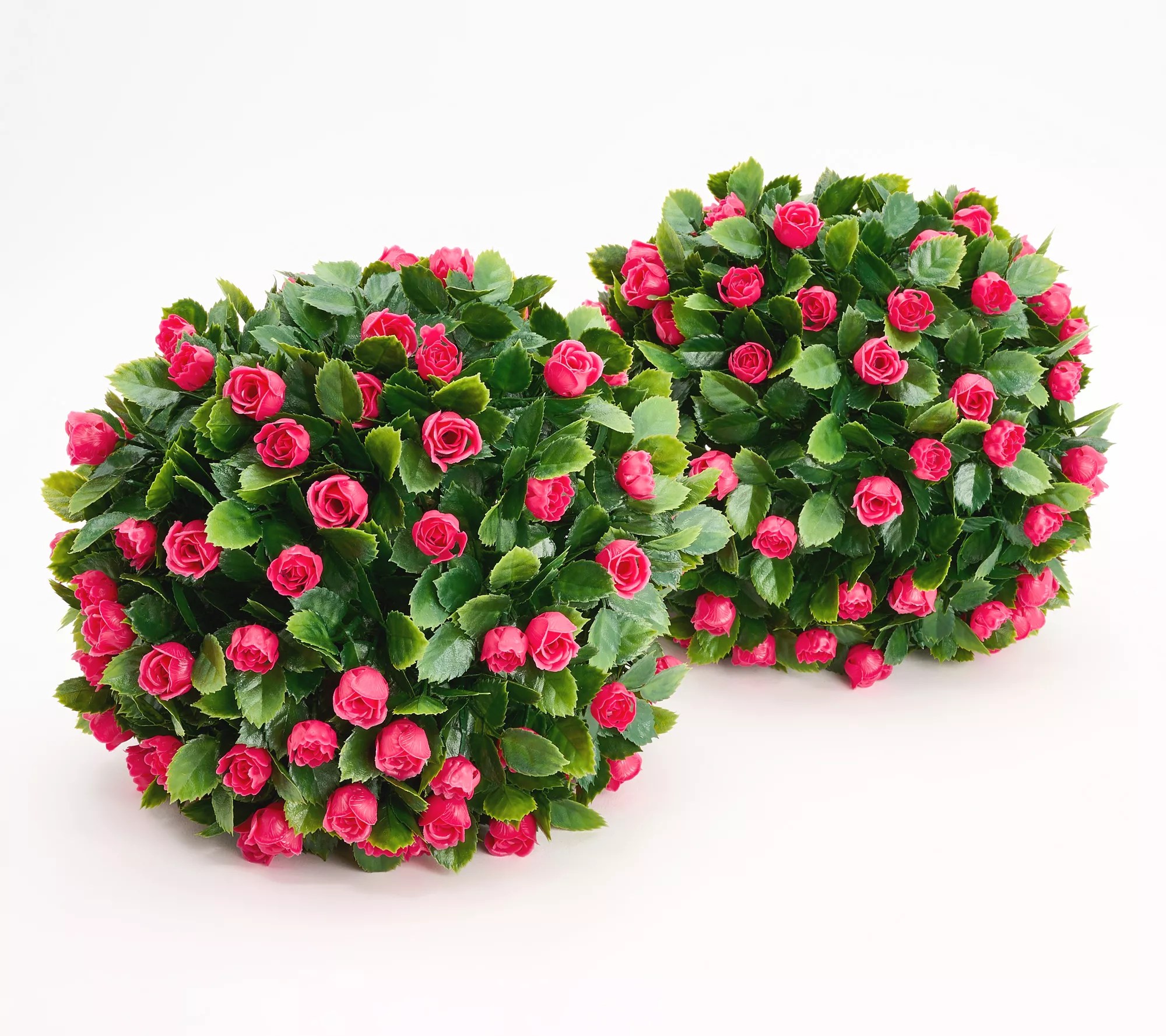 "As Is" Wicker Park Set of 2 11" Faux Rose Garden Spheres