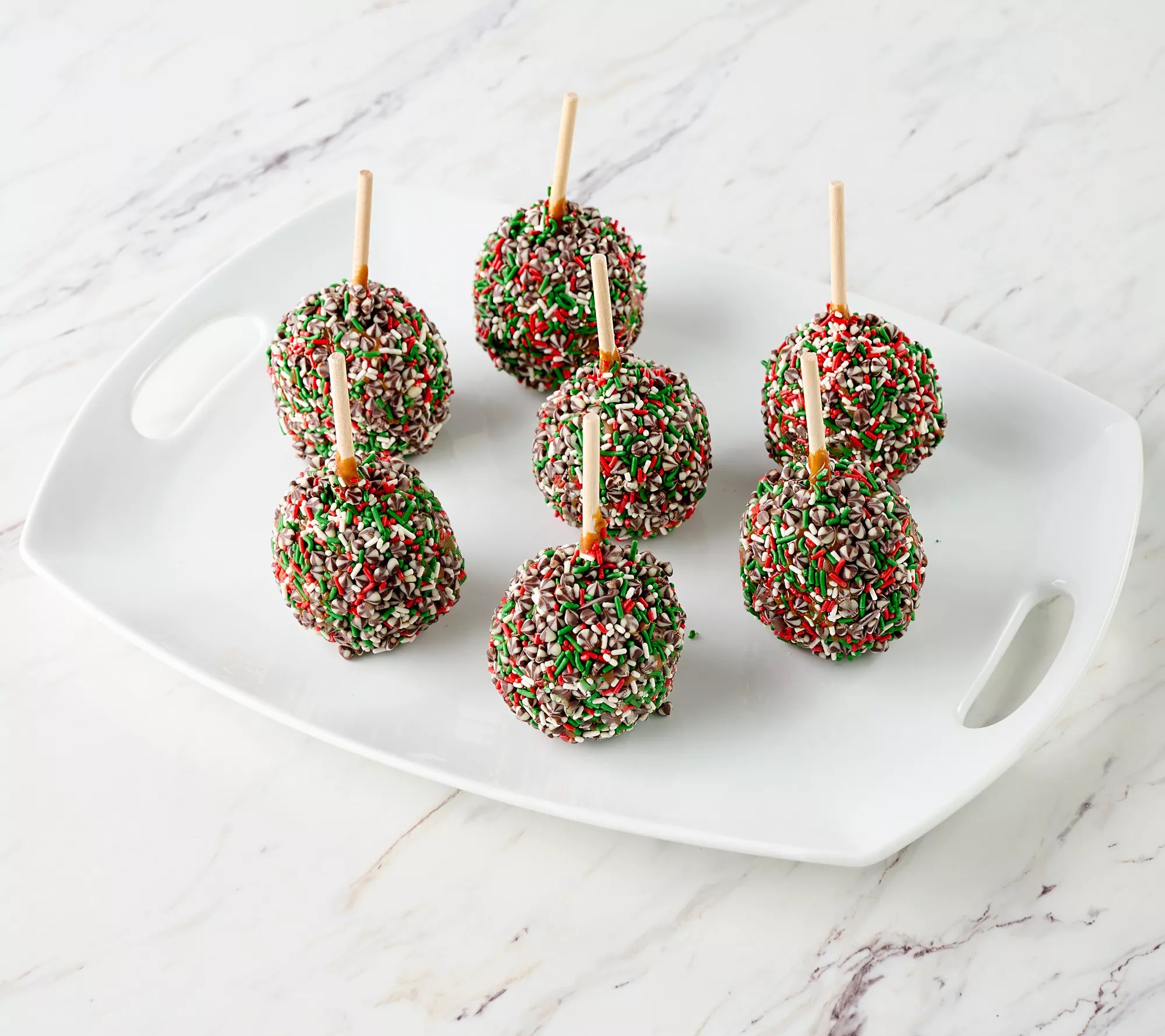 Mrs.Prindable's 7 Piece Individual Size Holiday Swirl Caramel Apples