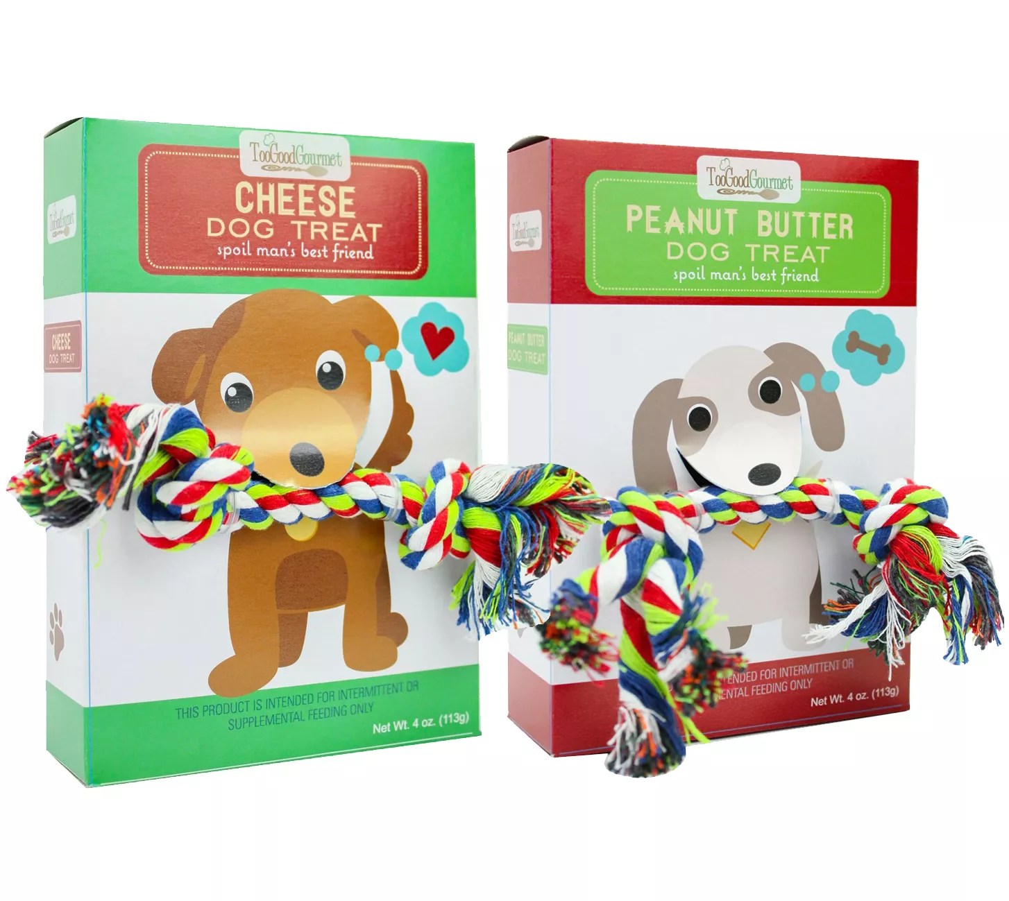 Too Good Gourmet Set of 2 Dog Treats and Rope Toys