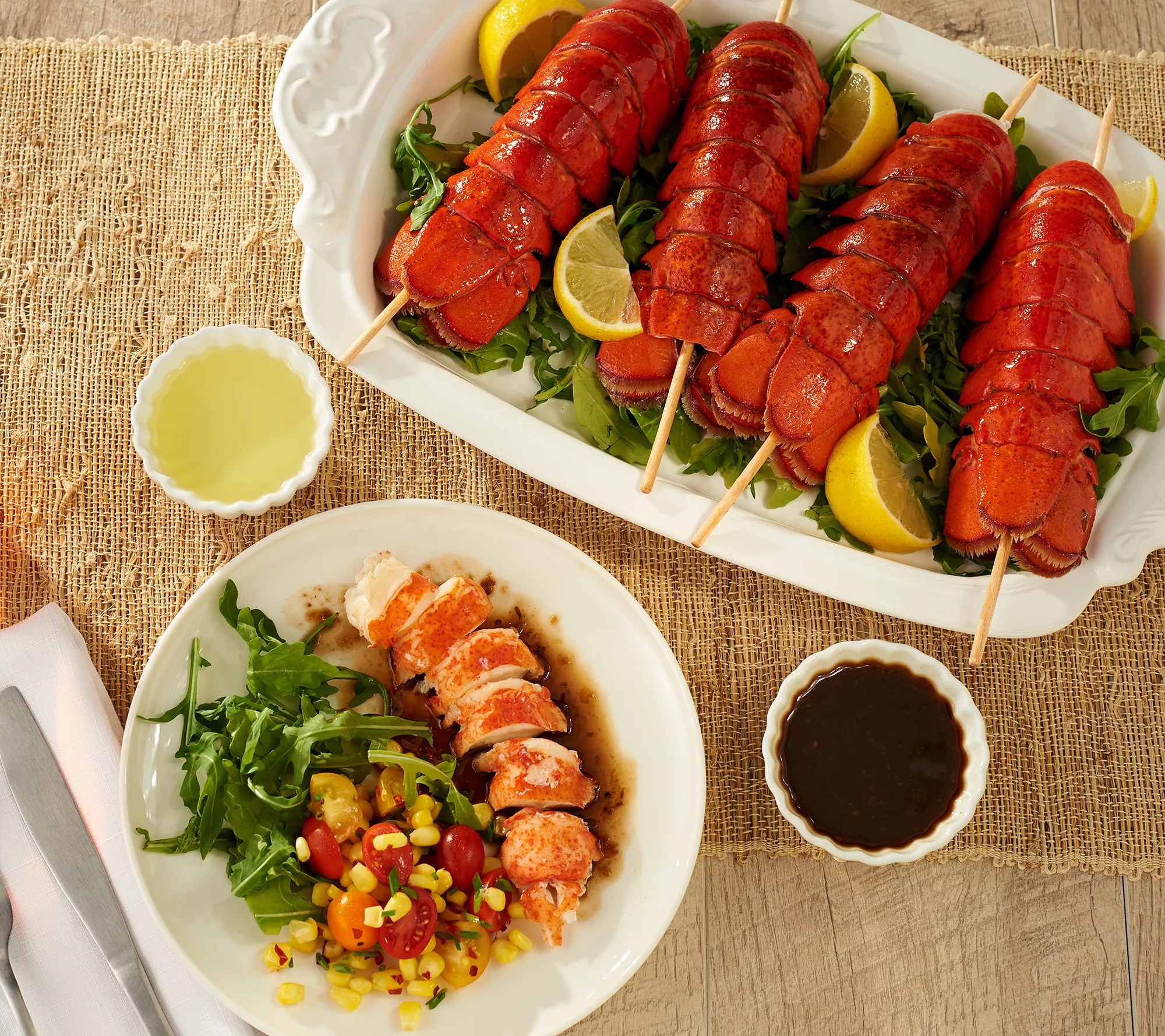 Greenhead Lobster (8) 56oz Lobster Tails w/ Butter and Skewers