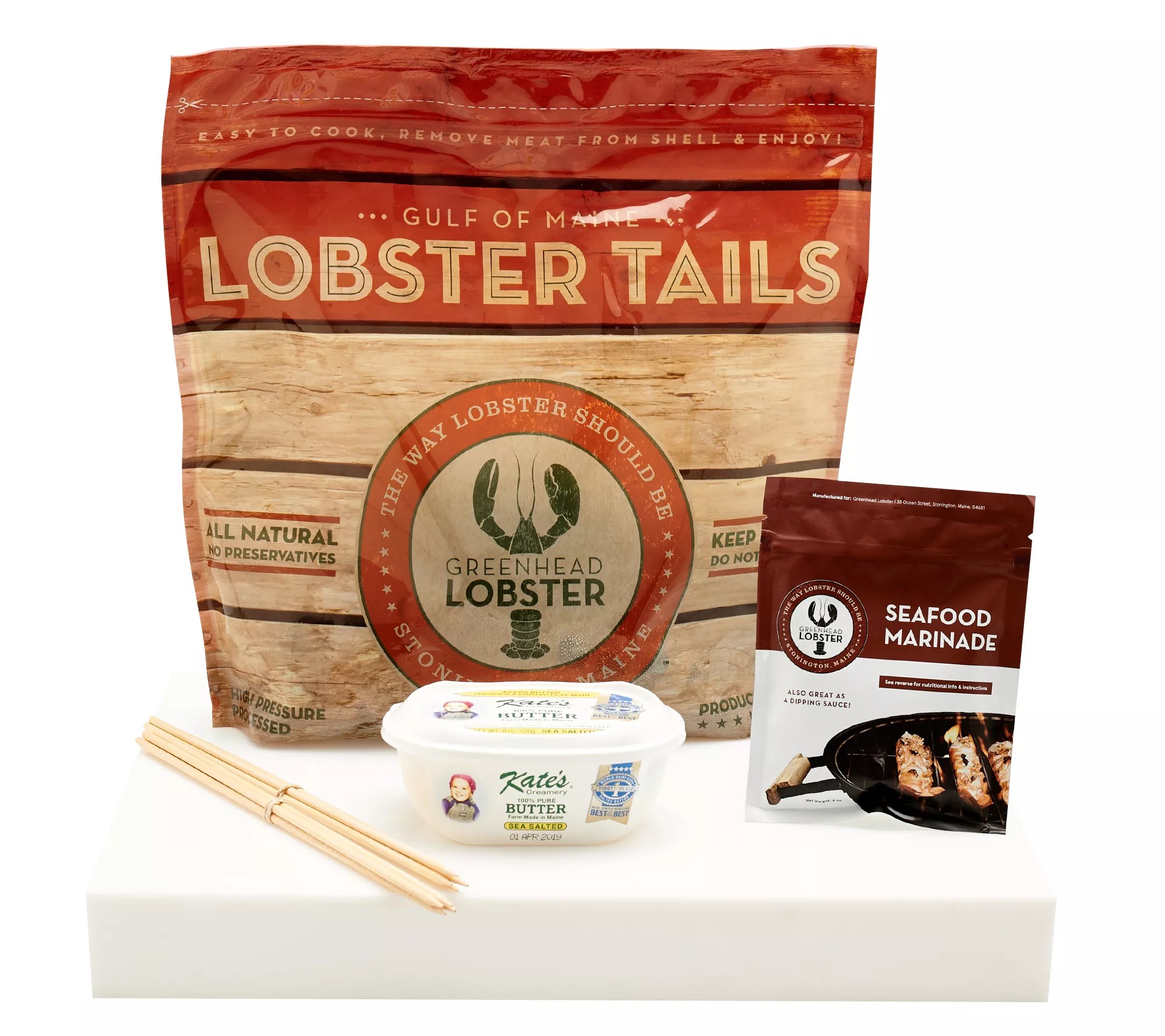 Greenhead Lobster (8) 56oz Lobster Tails w/ Butter and Skewers