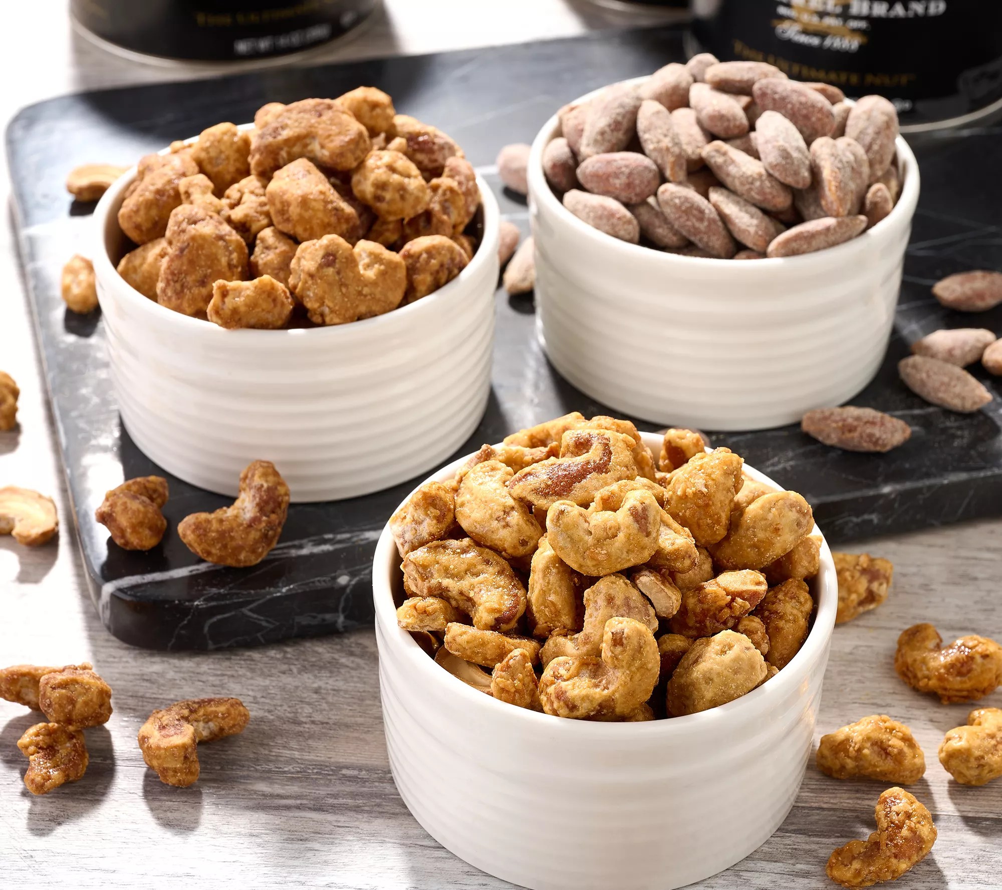 Squirrel Brand 3 Cans of Sweet & Crunchy Cashews and Almonds