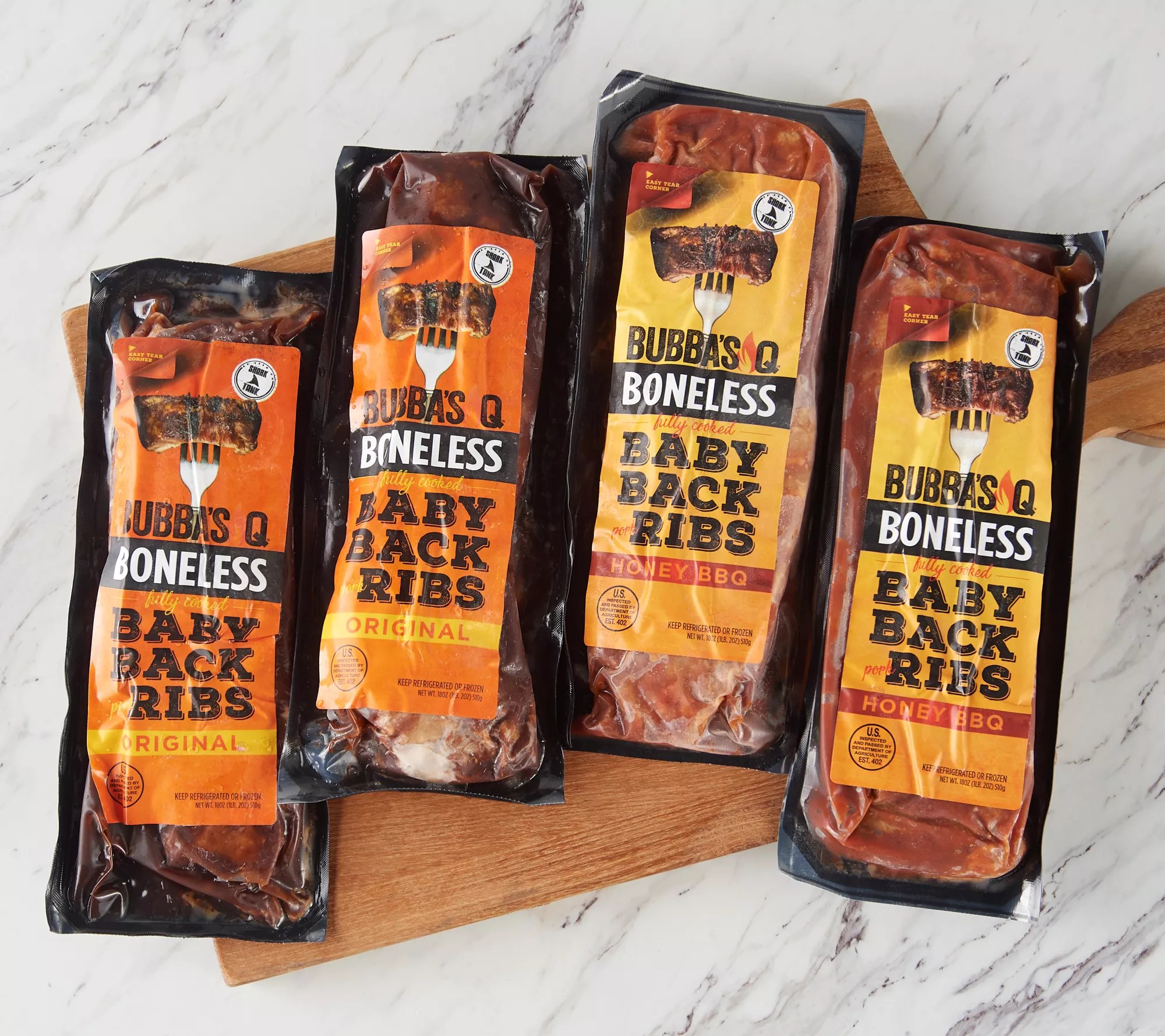 Bubba's Q (4) 18oz Fully Cooked Boneless Baby Back Ribs