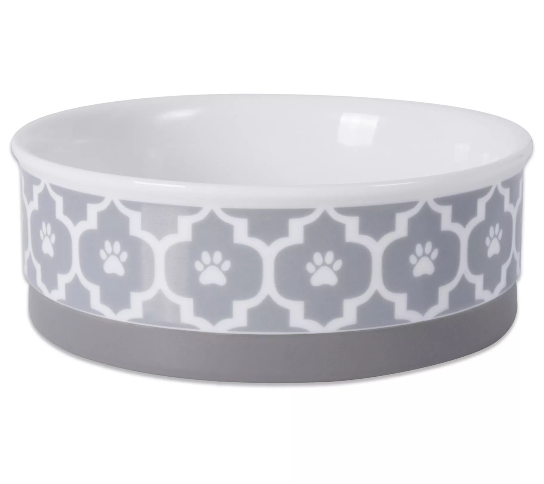 Bone Dry 2 Medium Paw Lattice Round Pet Bowl Set