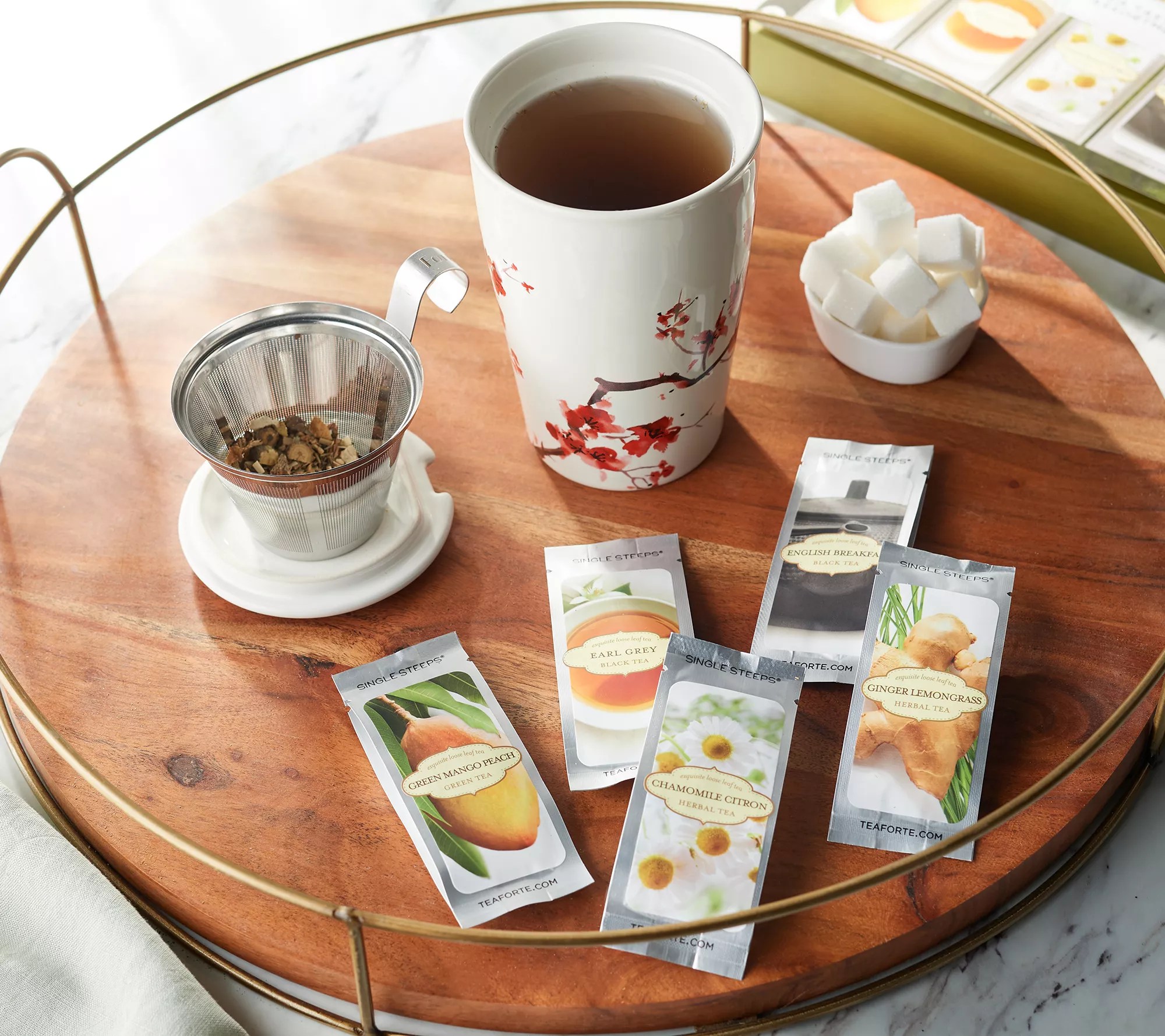 Tea Forte 15 Single Steep Tea Assortment With Steeping Cup