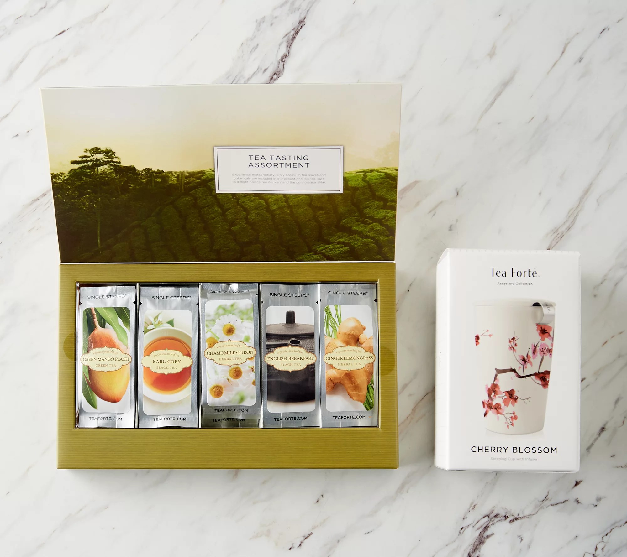Tea Forte 15 Single Steep Tea Assortment With Steeping Cup