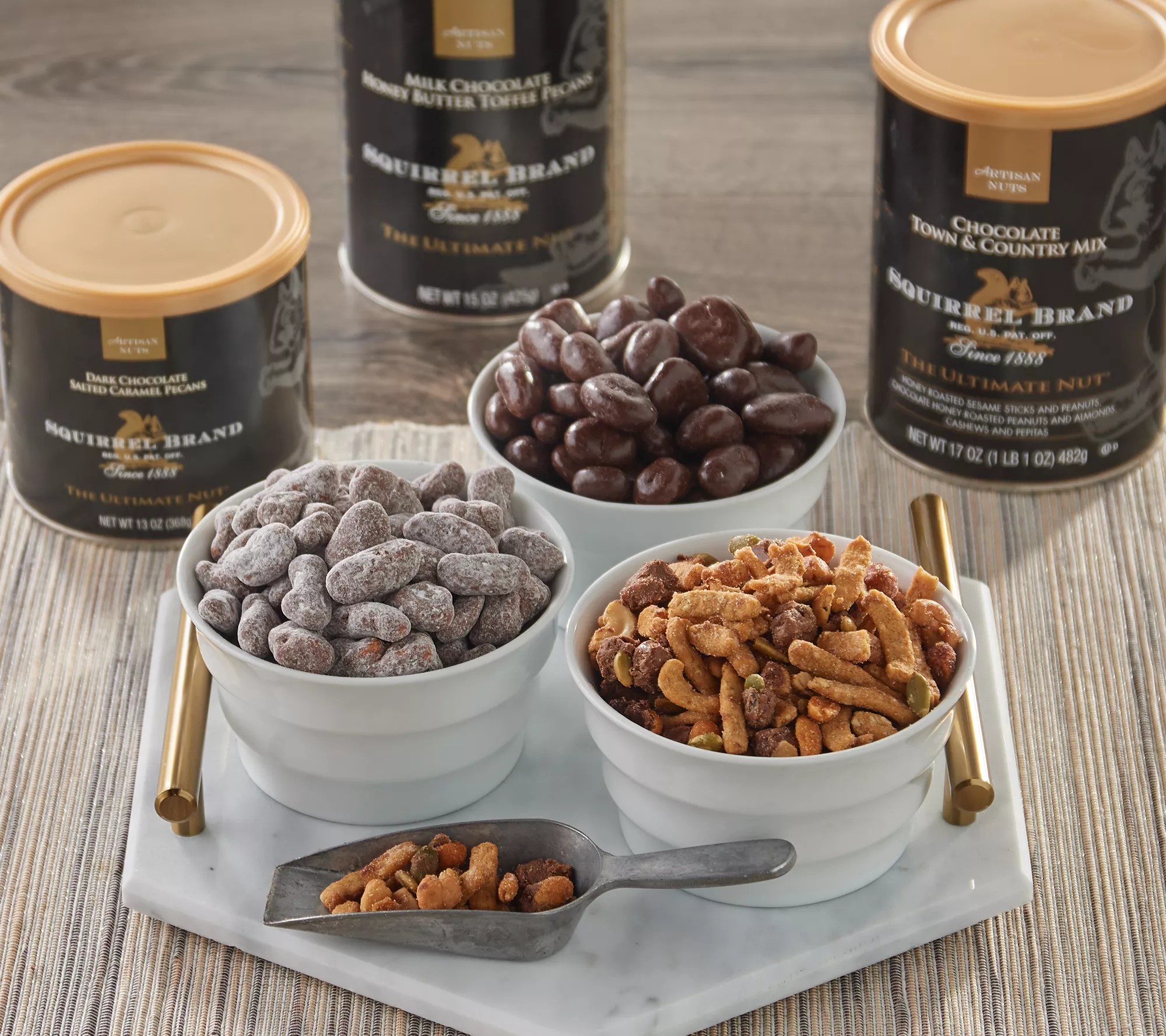 Squirrel Brand 3 Cans of Chocolate Nuts & Snack Variety