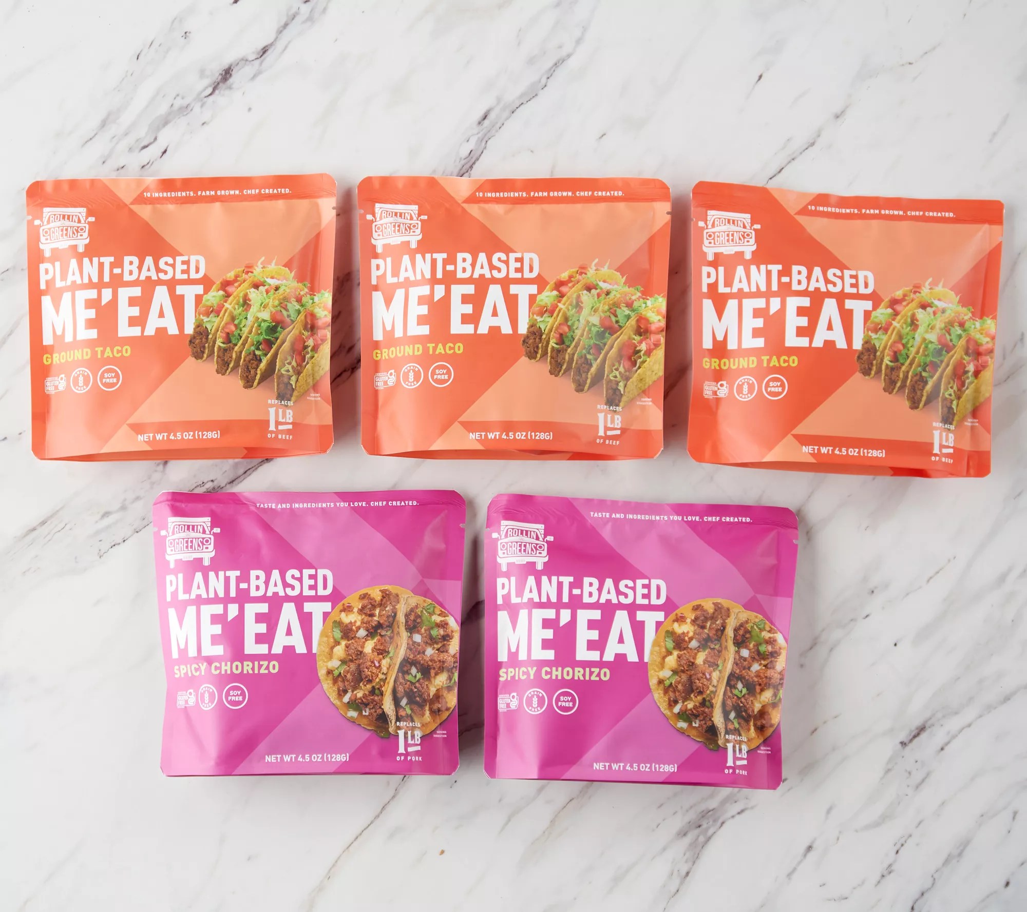 RollinGreens (5) PlantBased Me'Eat Packs In Flavor Choice