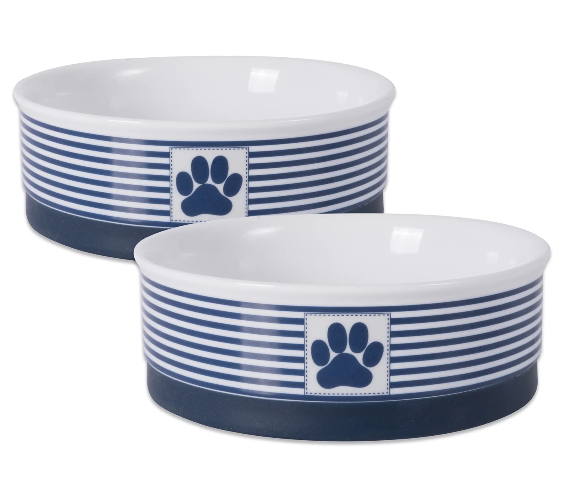 Bone Dry 2 Medium Paw Patch & Stripes Pet Bowls