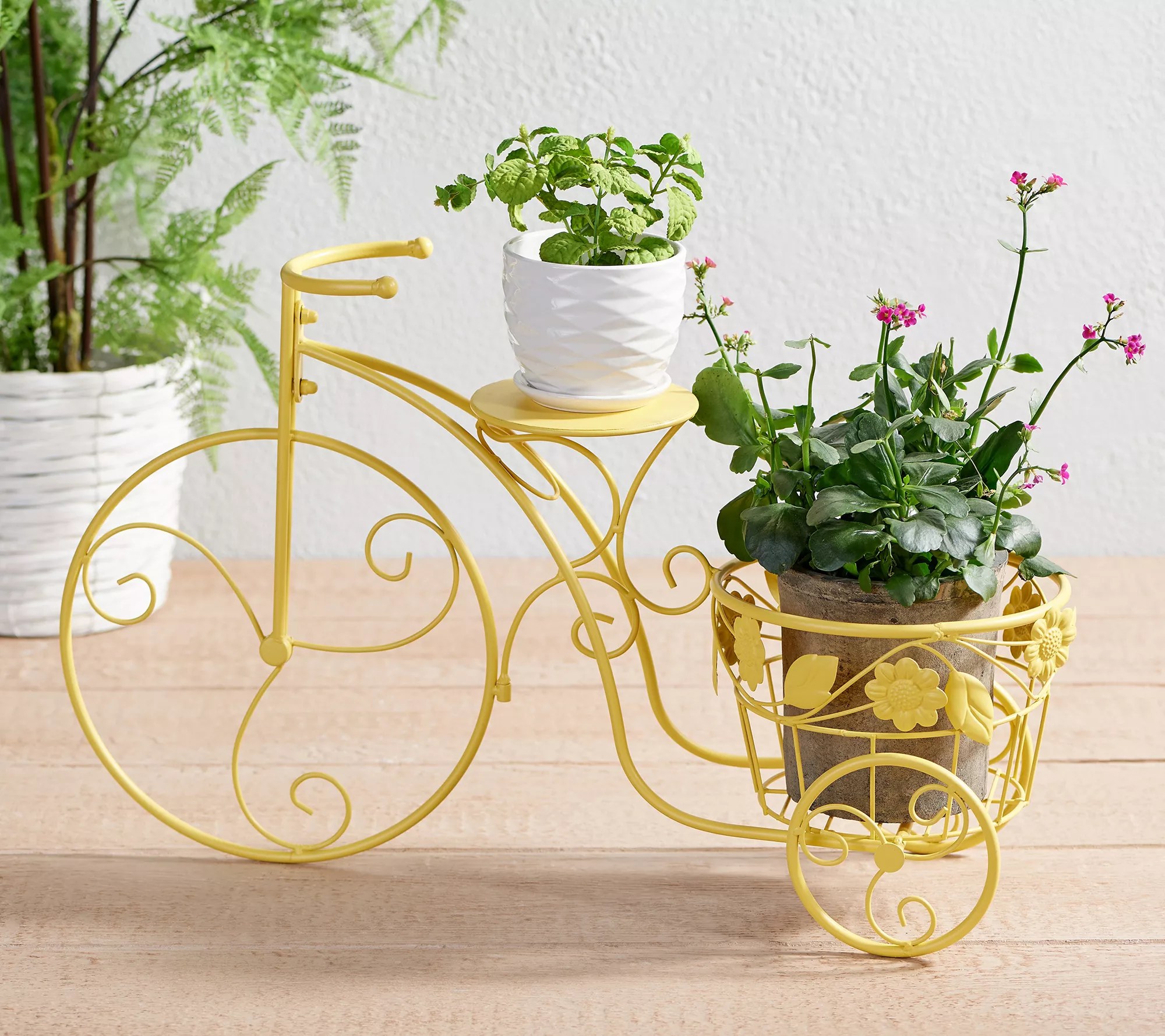 "As Is" Marigold Decorative Bicycle Stand Planter