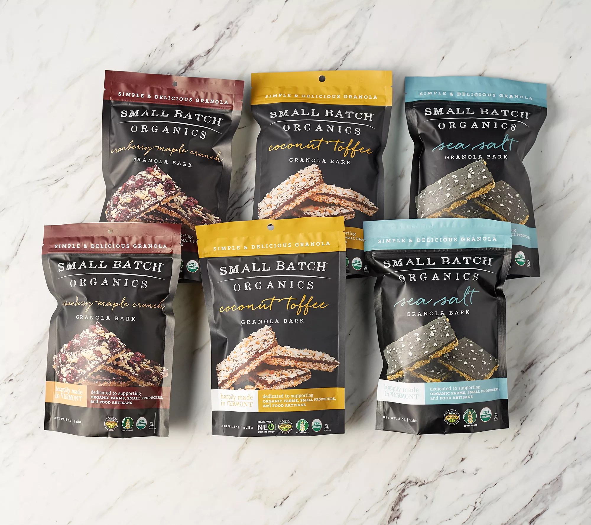 Small Batch Organics (6) 8oz Bags of Gourmet Granola Bark