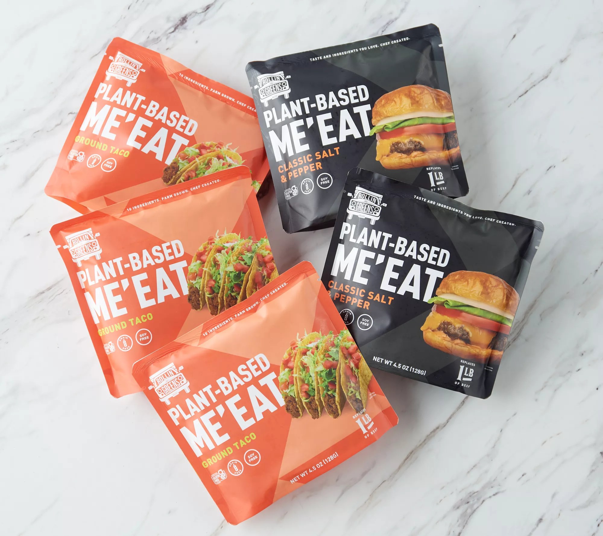 RollinGreens (5) Bags Plant Based Me'Eat Packs