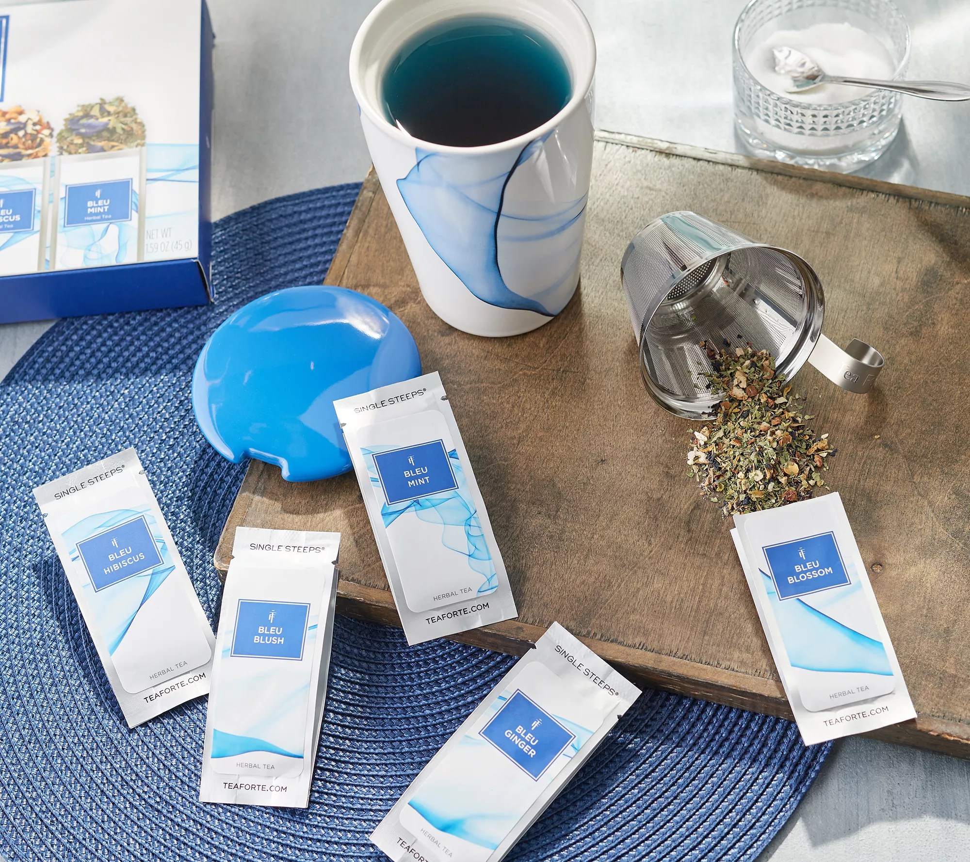 Tea Forte Steeping Cup Tea Assortment With Ceramic Tumbler