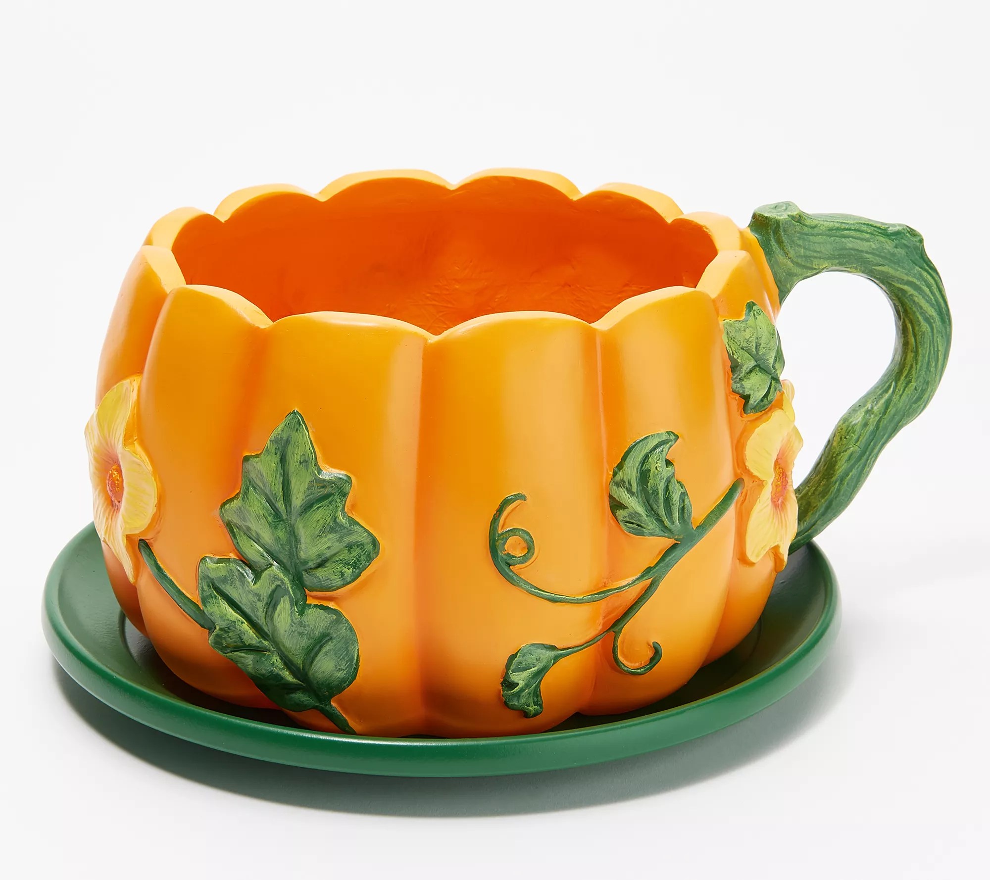 Plow & Hearth Oversized Fall Teacup Planter with Saucer