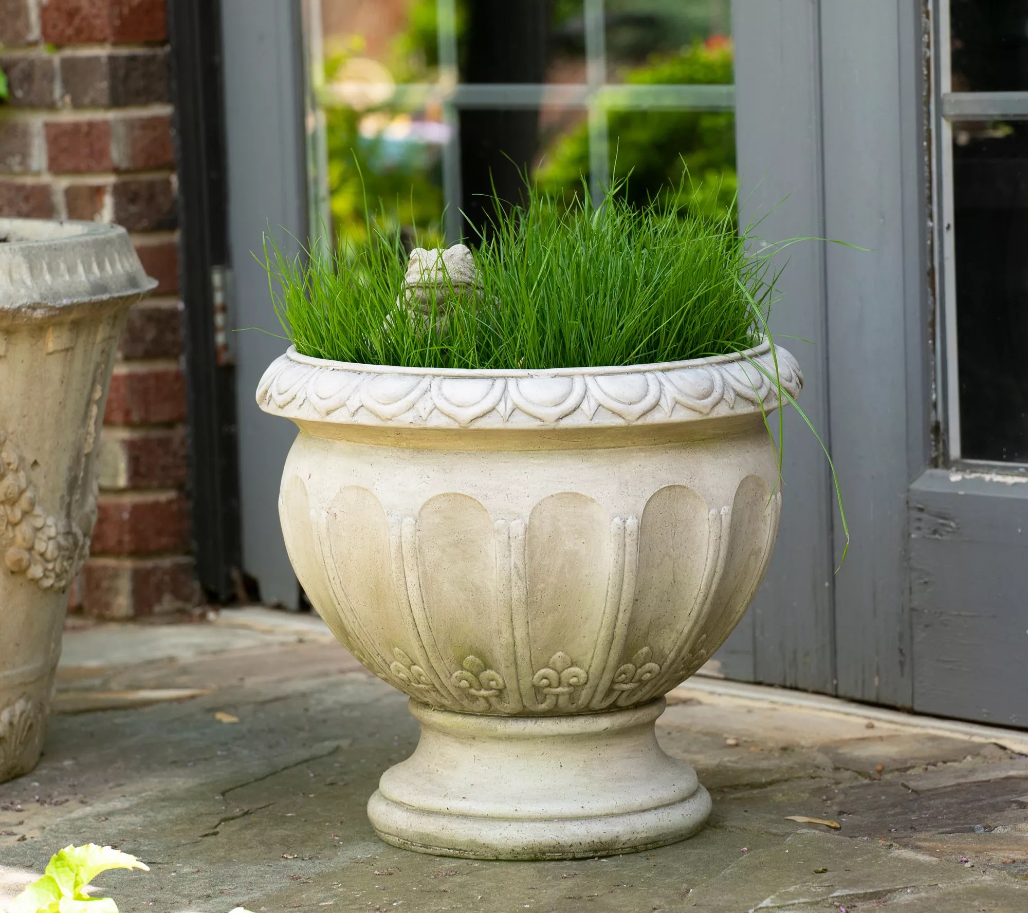 13" Faux Concrete Planter Urn by Linda Vater